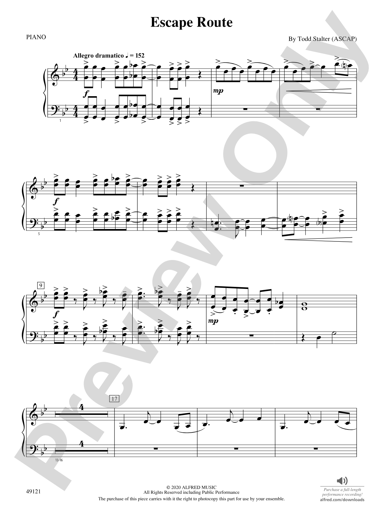 Escape Route: Piano Accompaniment