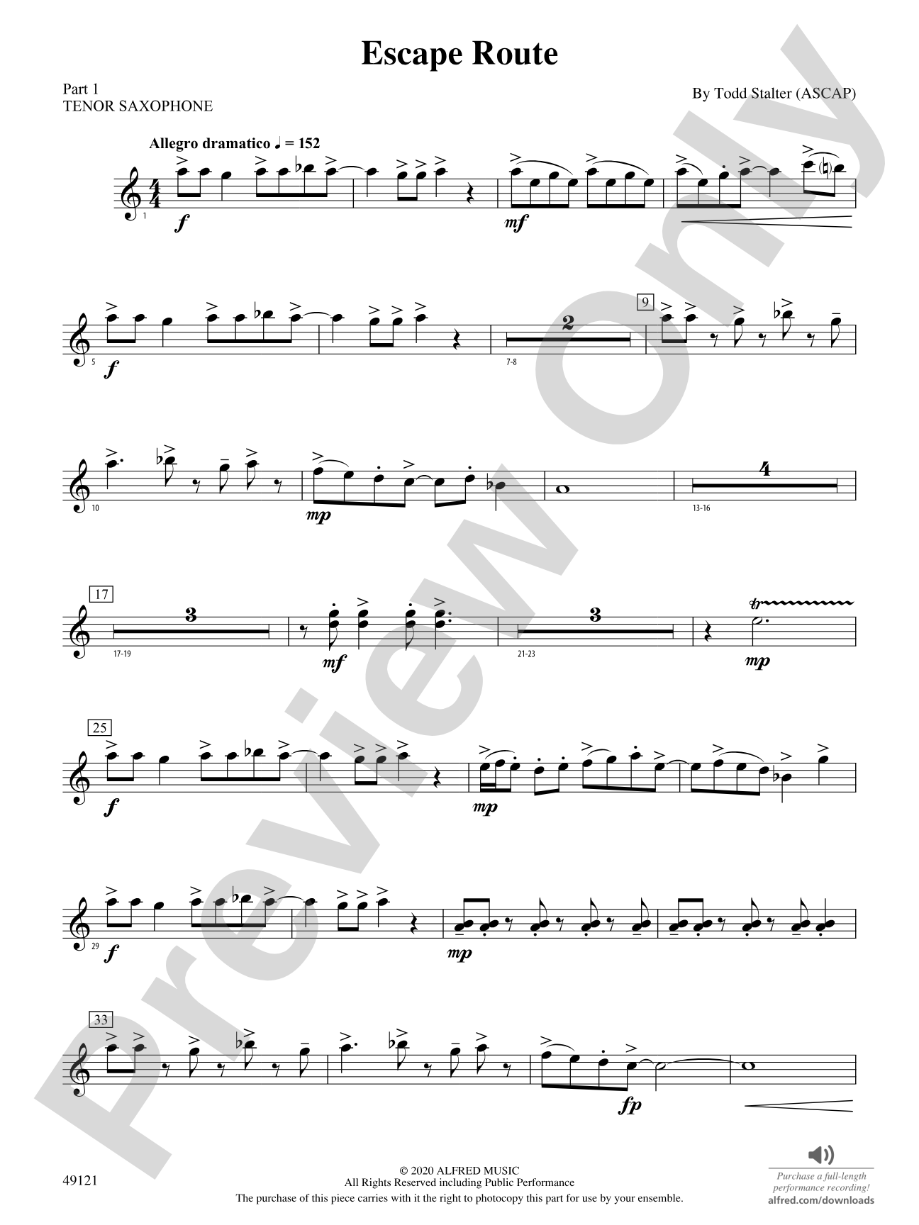 Escape Route: Part 1 - Tenor Saxophone