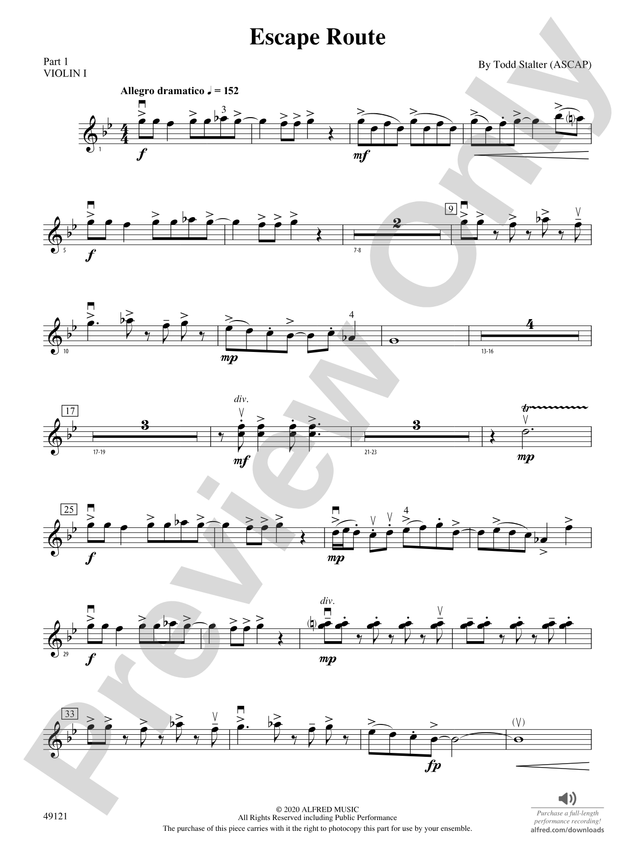 Escape Route: Part 1 - Violin I