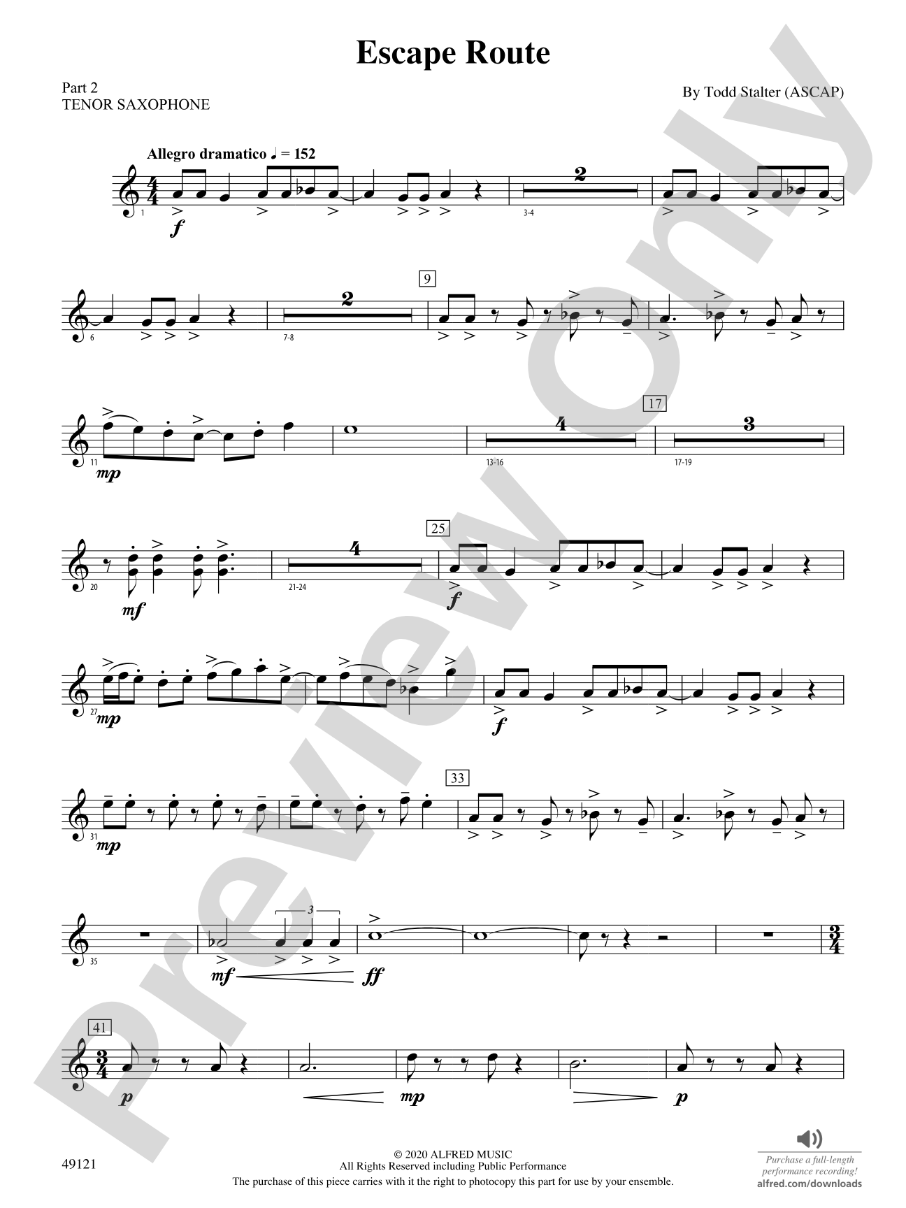 Escape Route: Part 2 - Tenor Saxophone