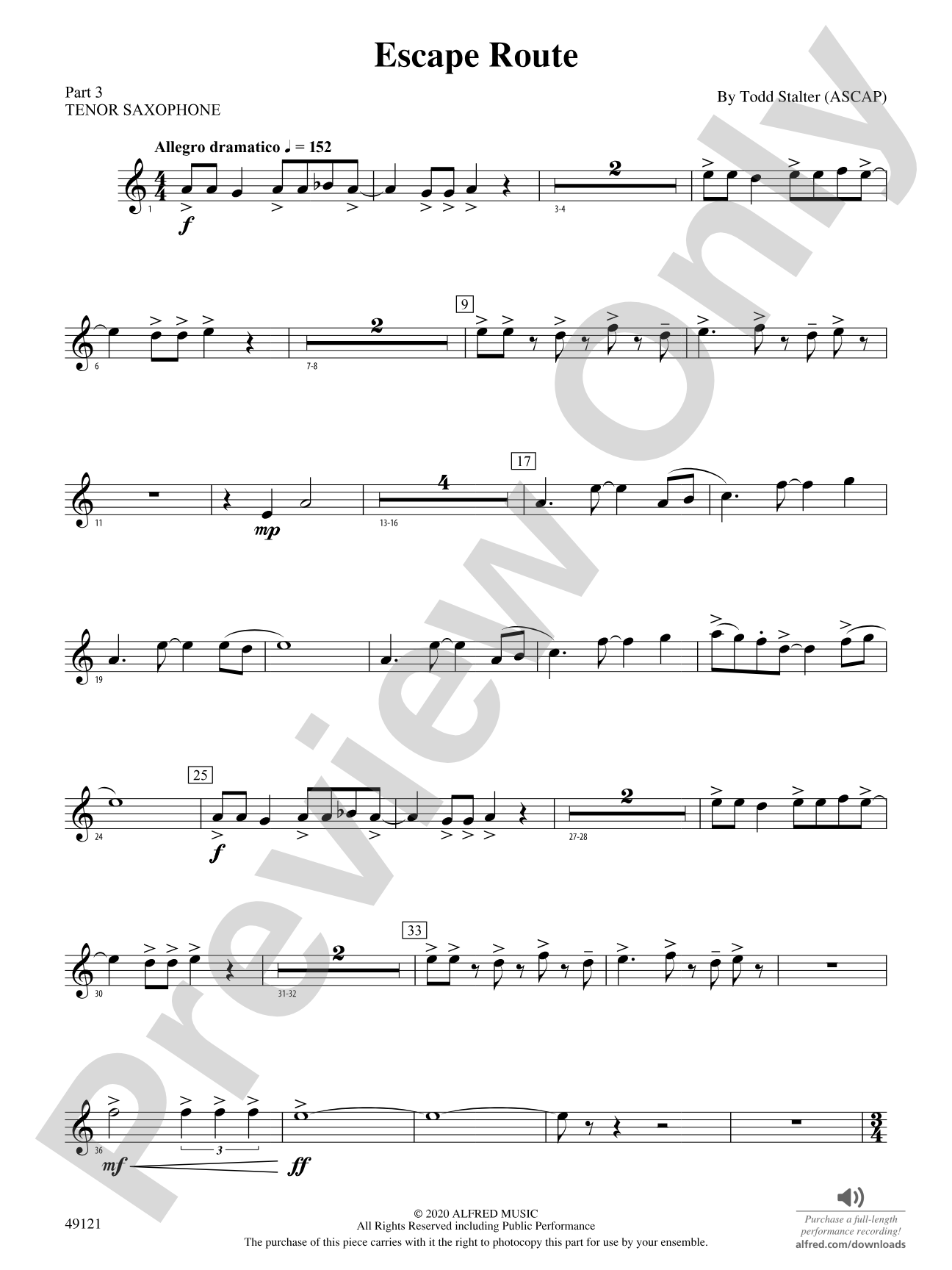 Escape Route: Part 3 - Tenor Saxophone