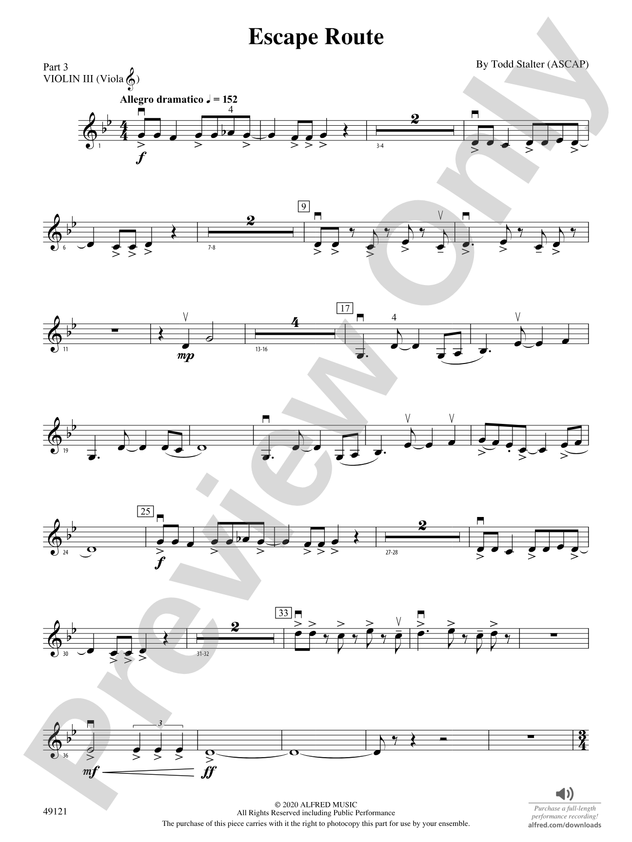 Escape Route: Part 3 - Violin I