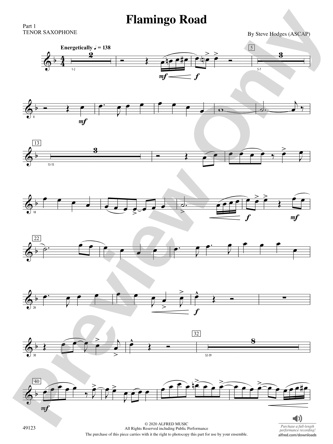 Flamingo Road: Part 1 - Tenor Saxophone