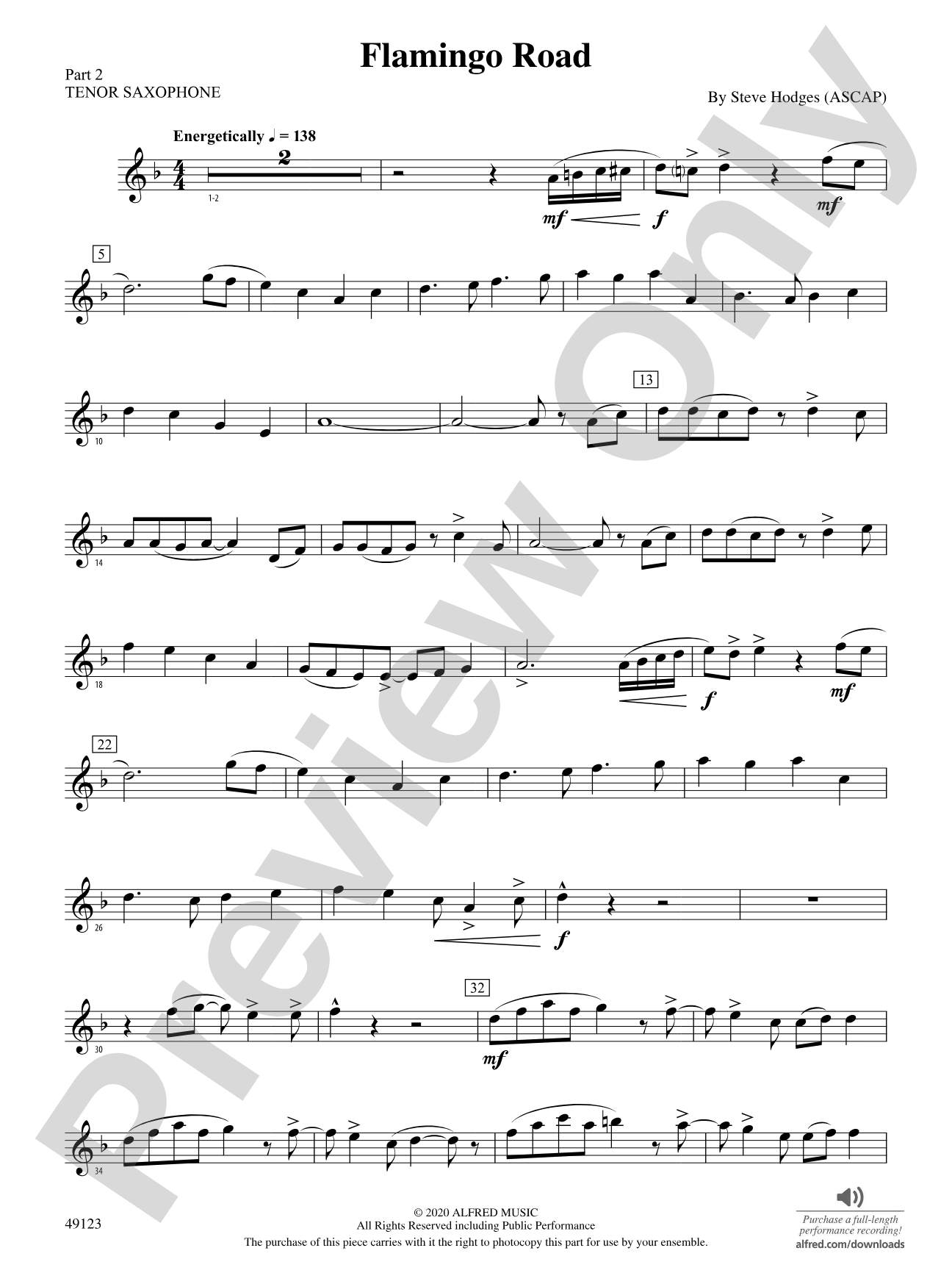 Flamingo Road: Part 2 - Tenor Saxophone