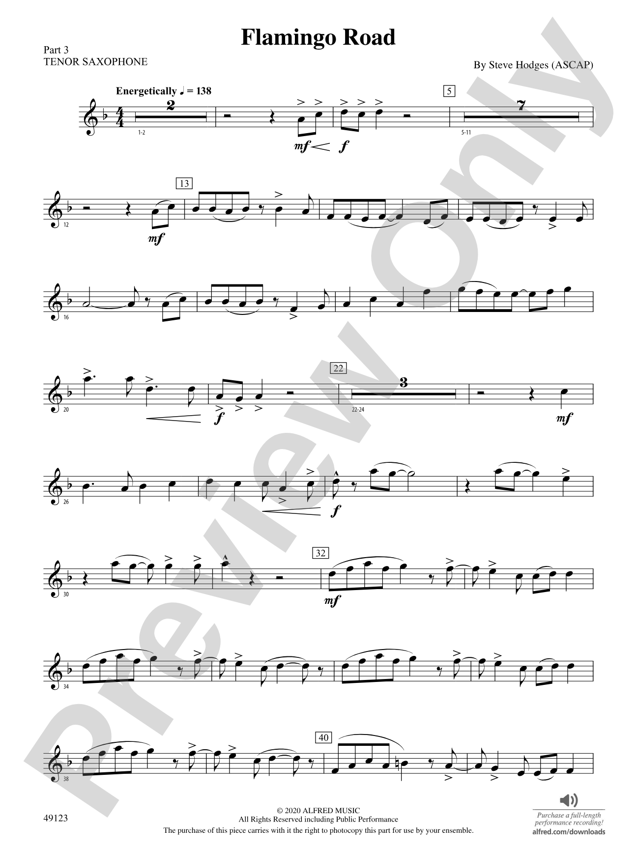 Flamingo Road: Part 3 - Tenor Saxophone