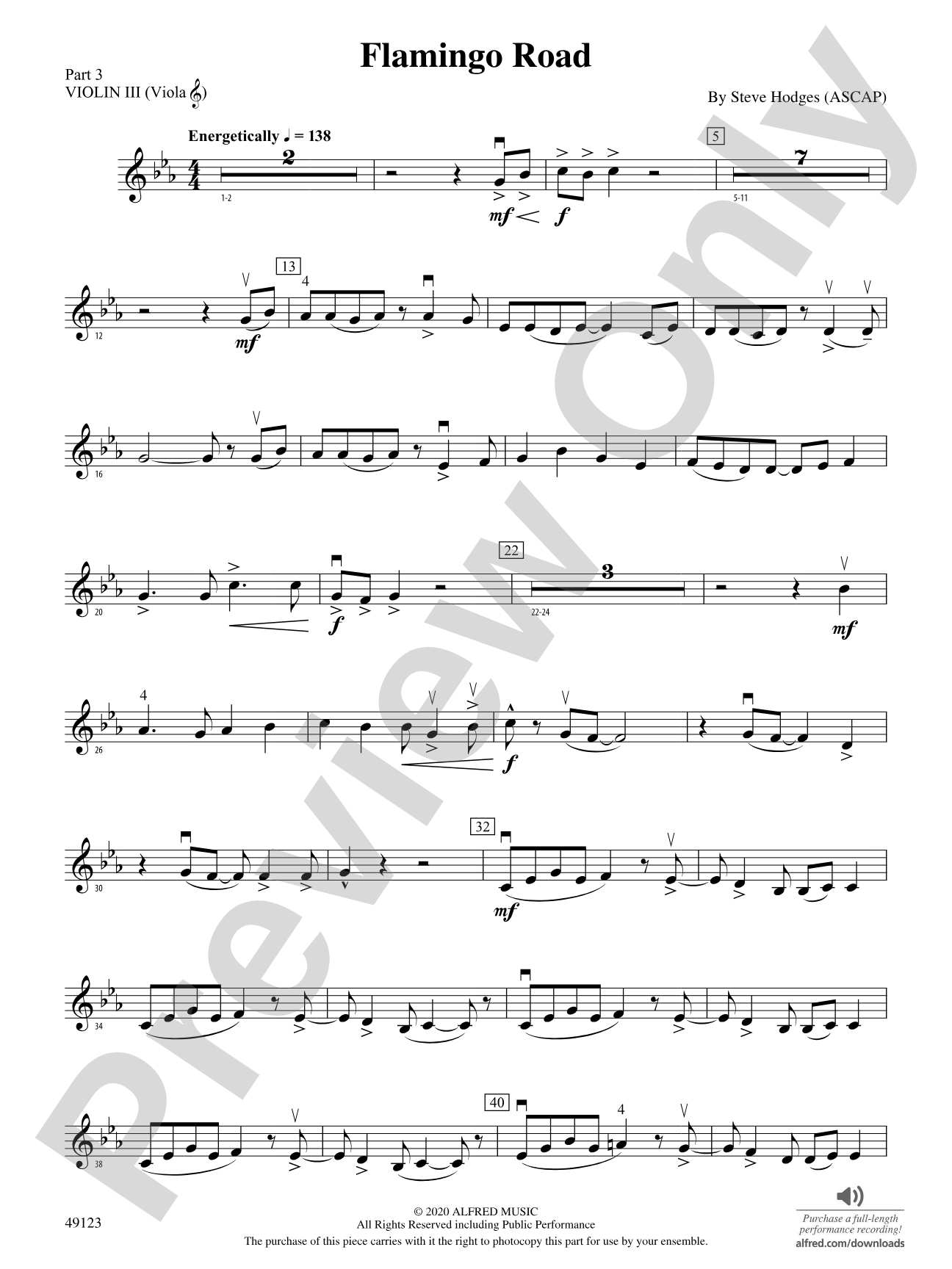 Flamingo Road: Part 3 - Violin I