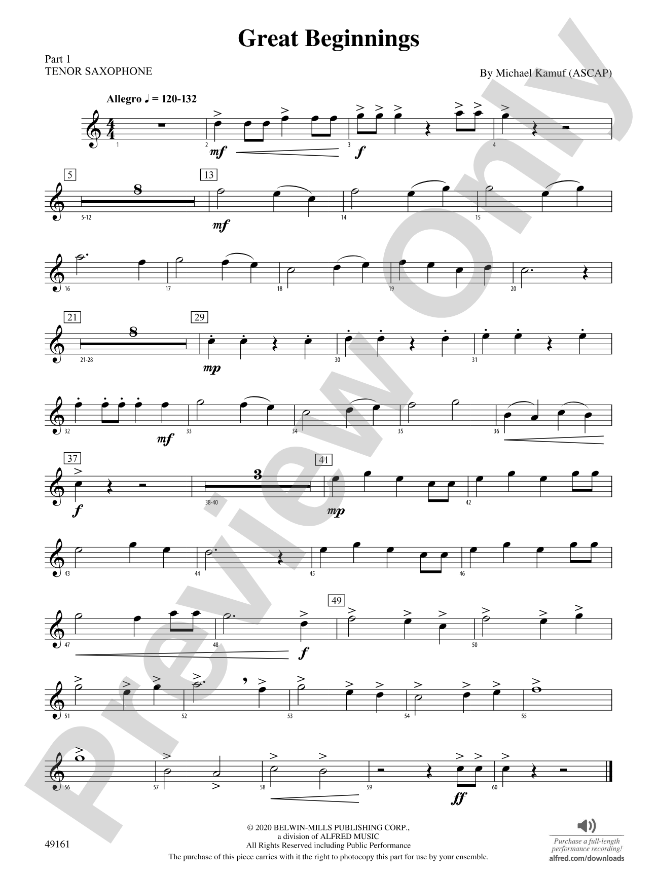 Great Beginnings: Part 1 - Tenor Saxophone
