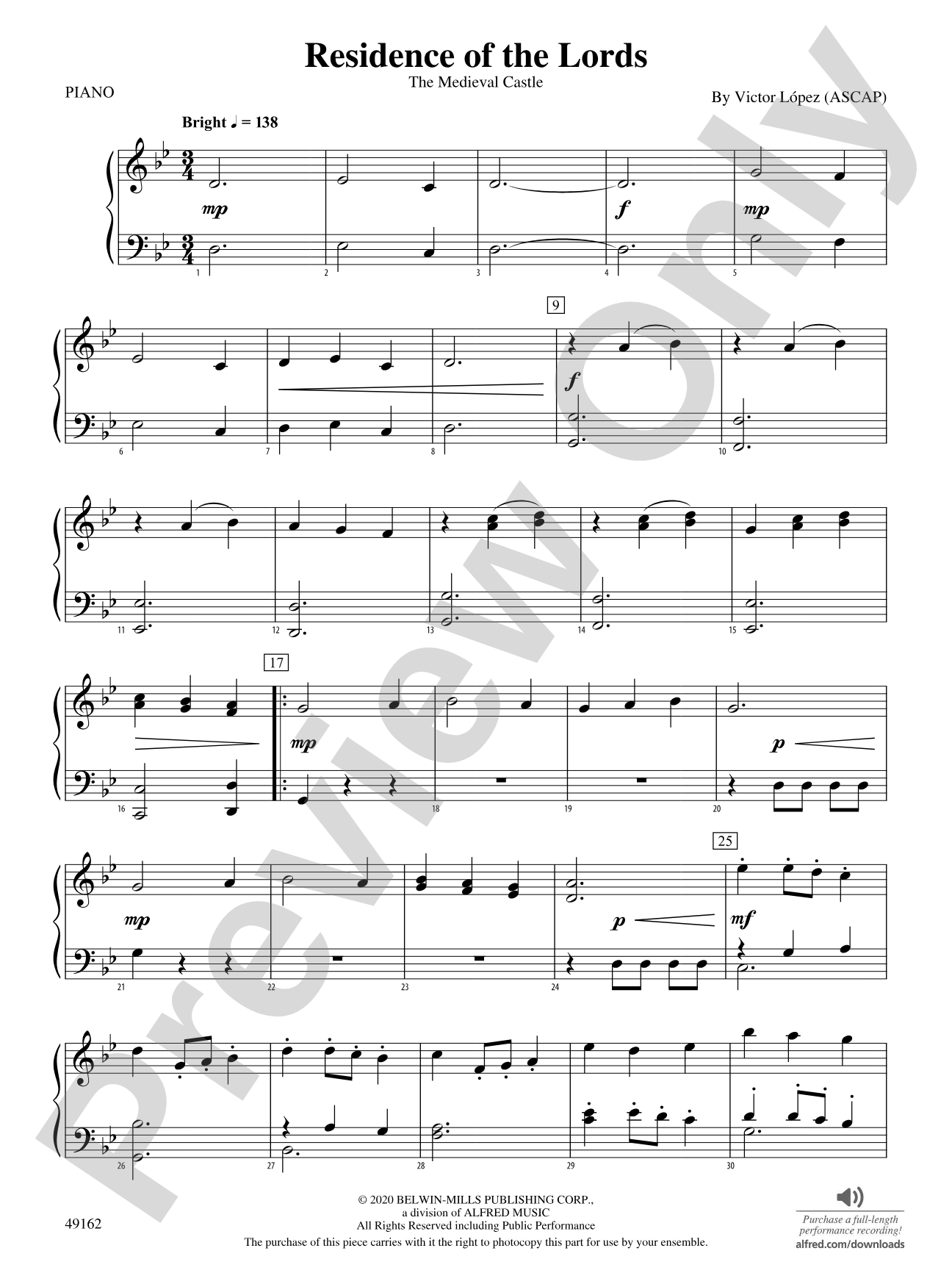 Residence of the Lords: Piano Accompaniment