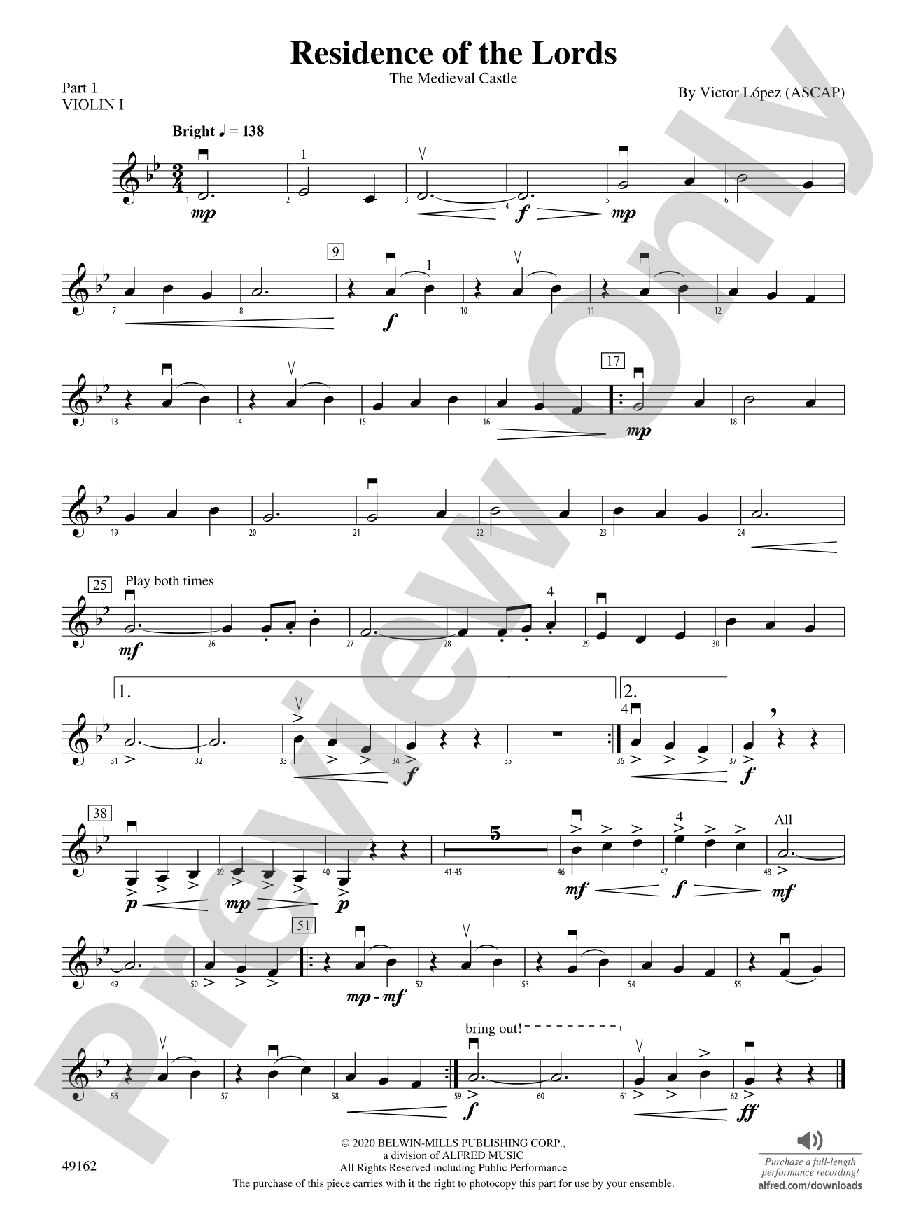 Residence of the Lords: Part 1 - Violin I
