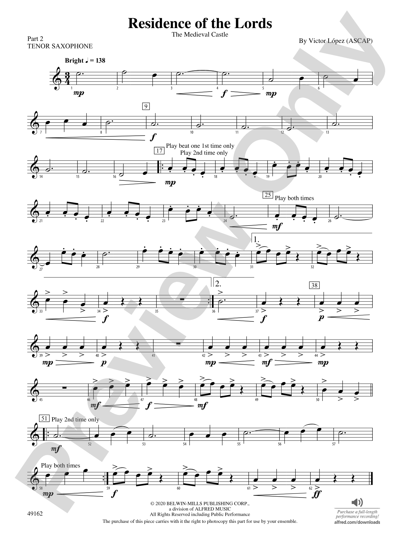 Residence of the Lords: Part 2 - Tenor Saxophone