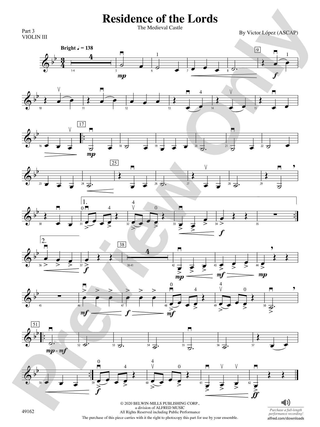 Residence of the Lords: Part 3 - Violin I