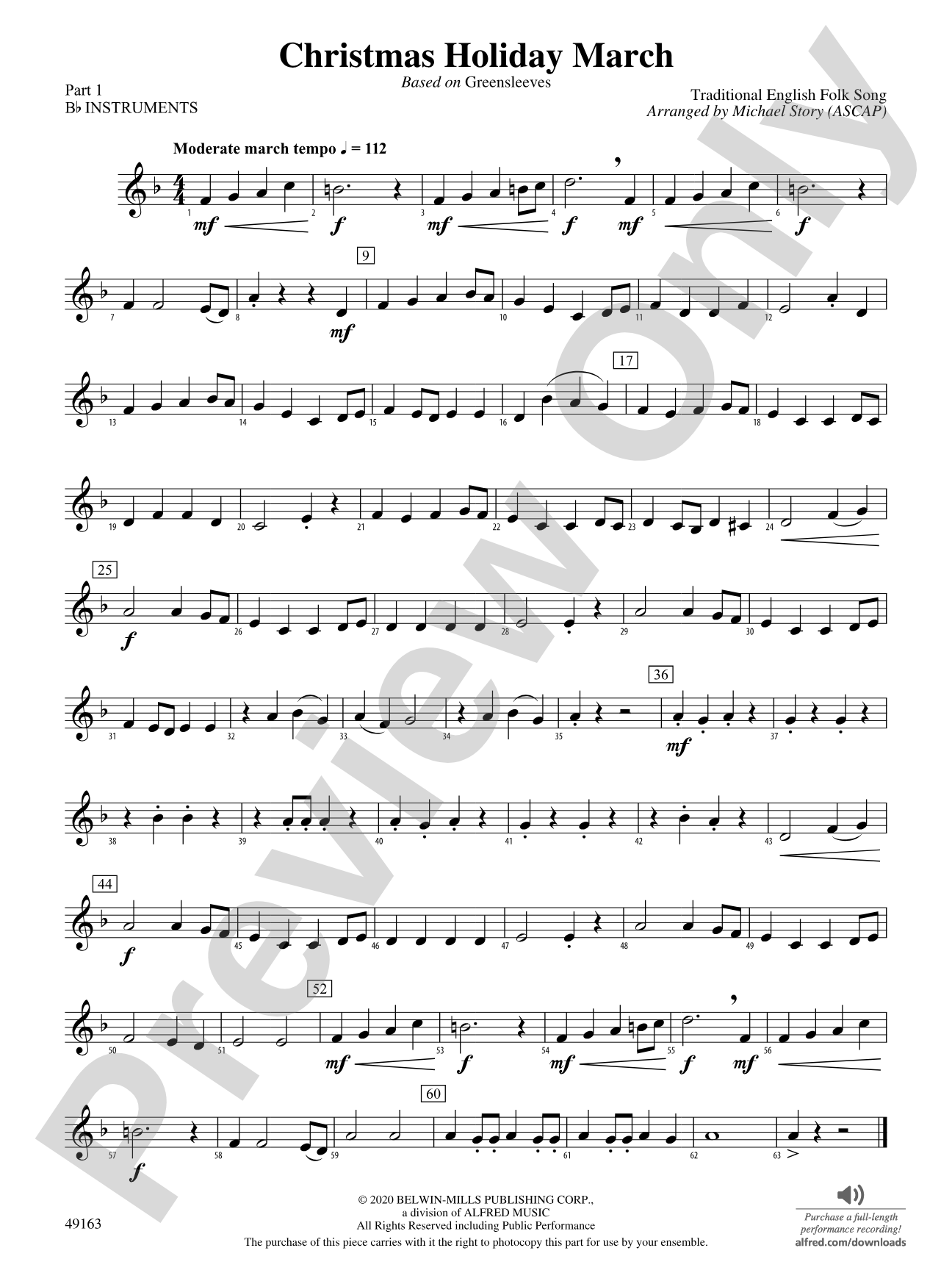 Christmas Holiday March: Part 1 - B-flat Instruments