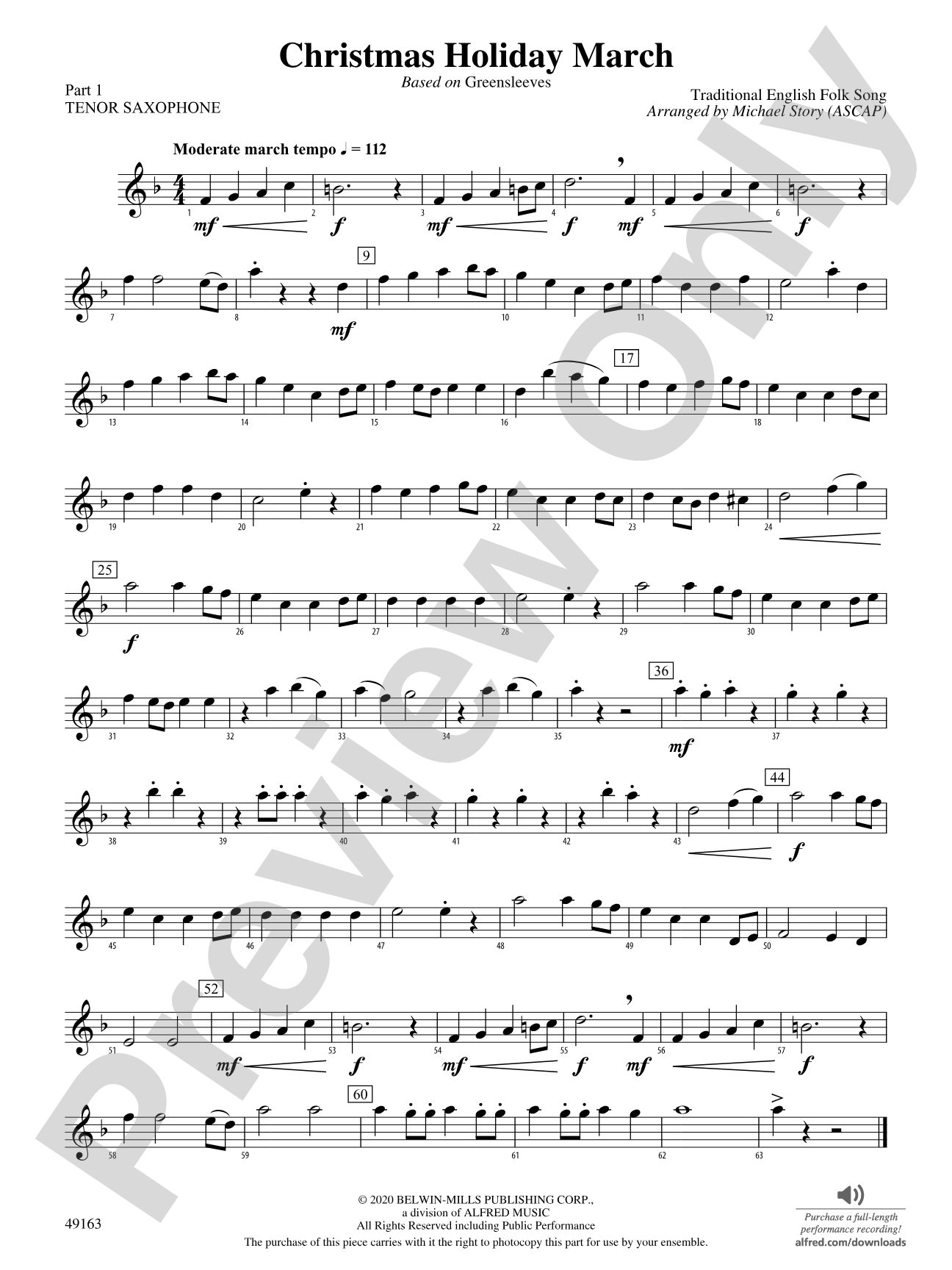 Christmas Holiday March: Part 1 - Tenor Saxophone