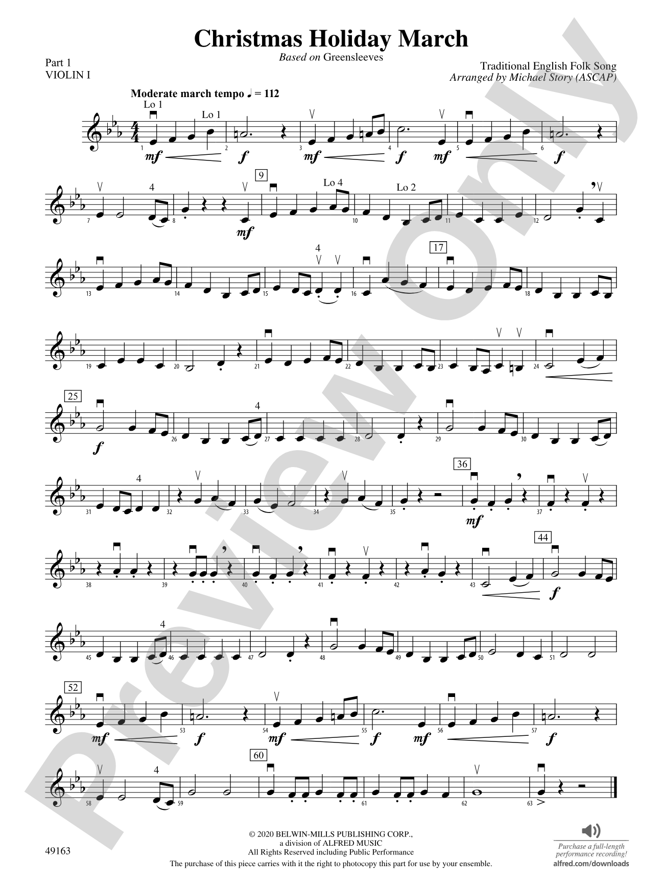 Christmas Holiday March: Part 1 - Violin I