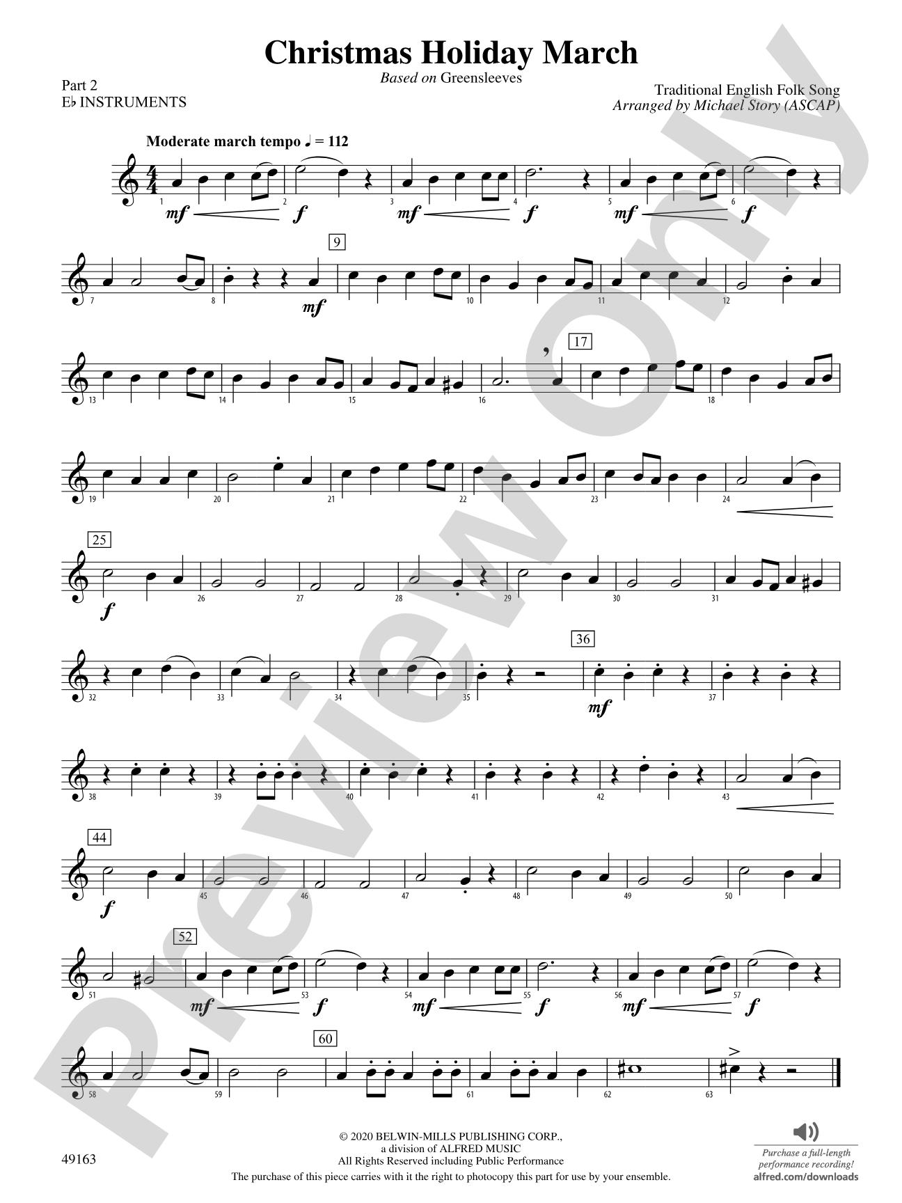 Christmas Holiday March: Part 2 - E-flat Instruments