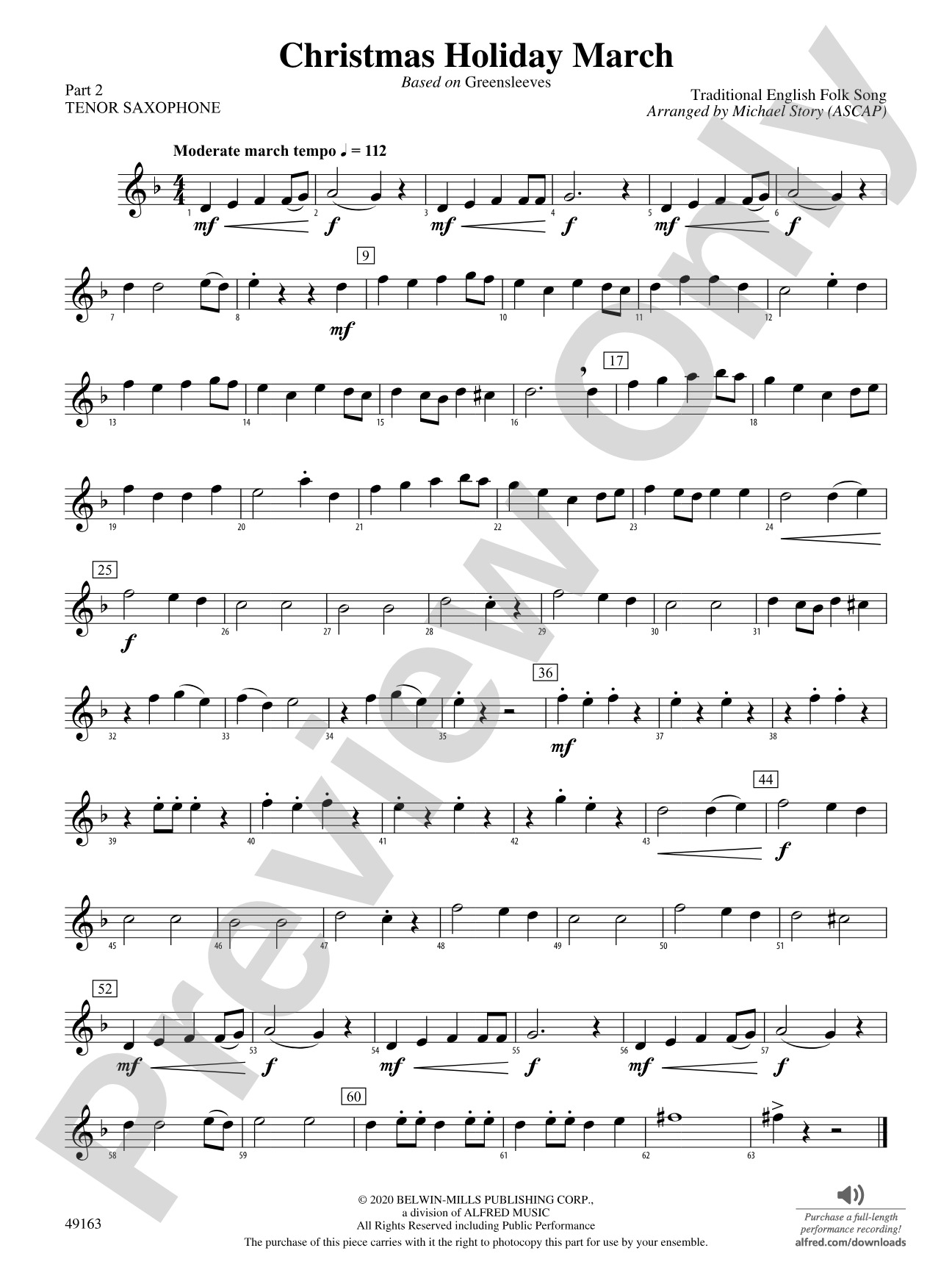 Christmas Holiday March: Part 2 - Tenor Saxophone