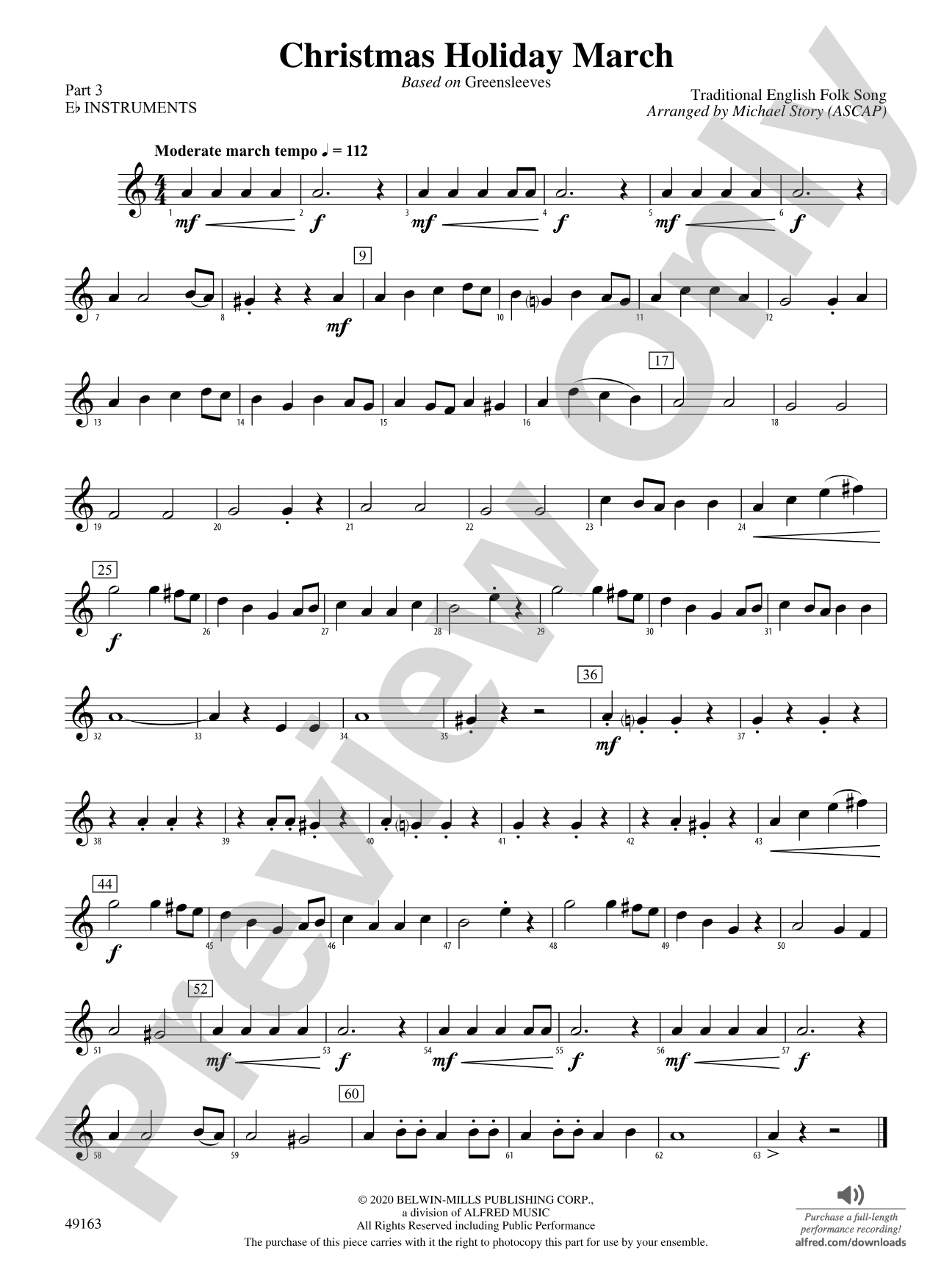 Christmas Holiday March: Part 3 - E-flat Instruments