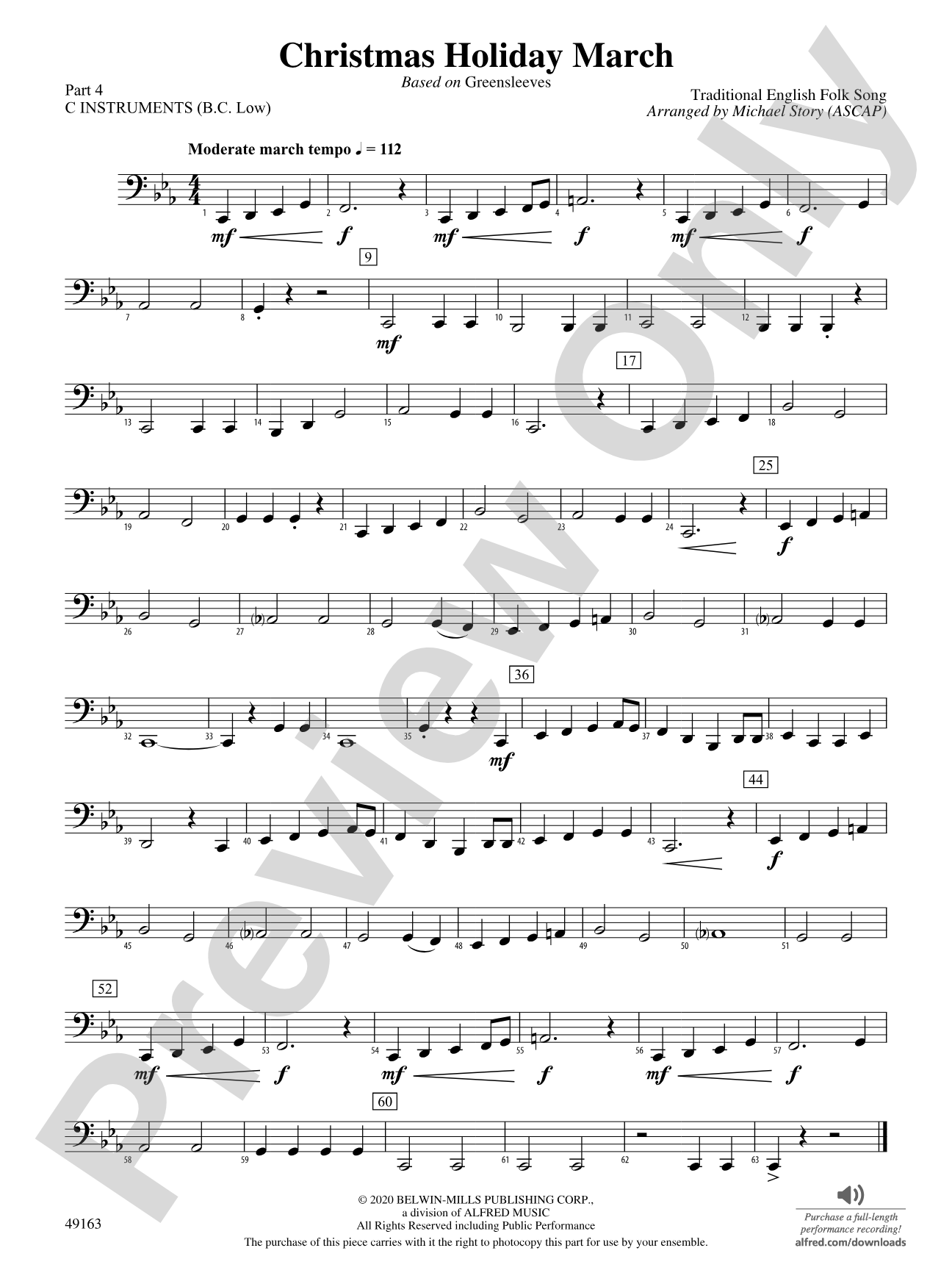 Christmas Holiday March: Part 4 - C Instruments (B.C. Low)