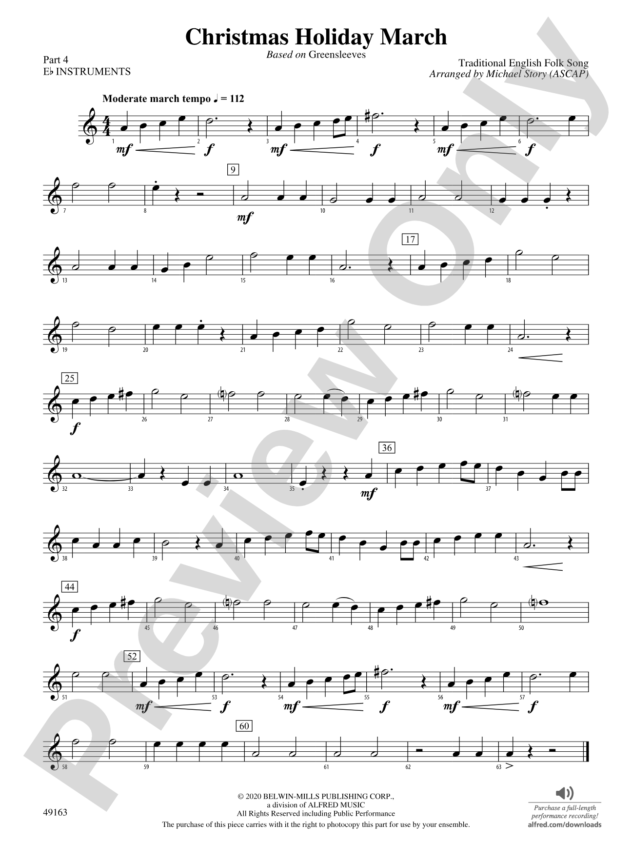 Christmas Holiday March: Part 4 - E-flat Instruments