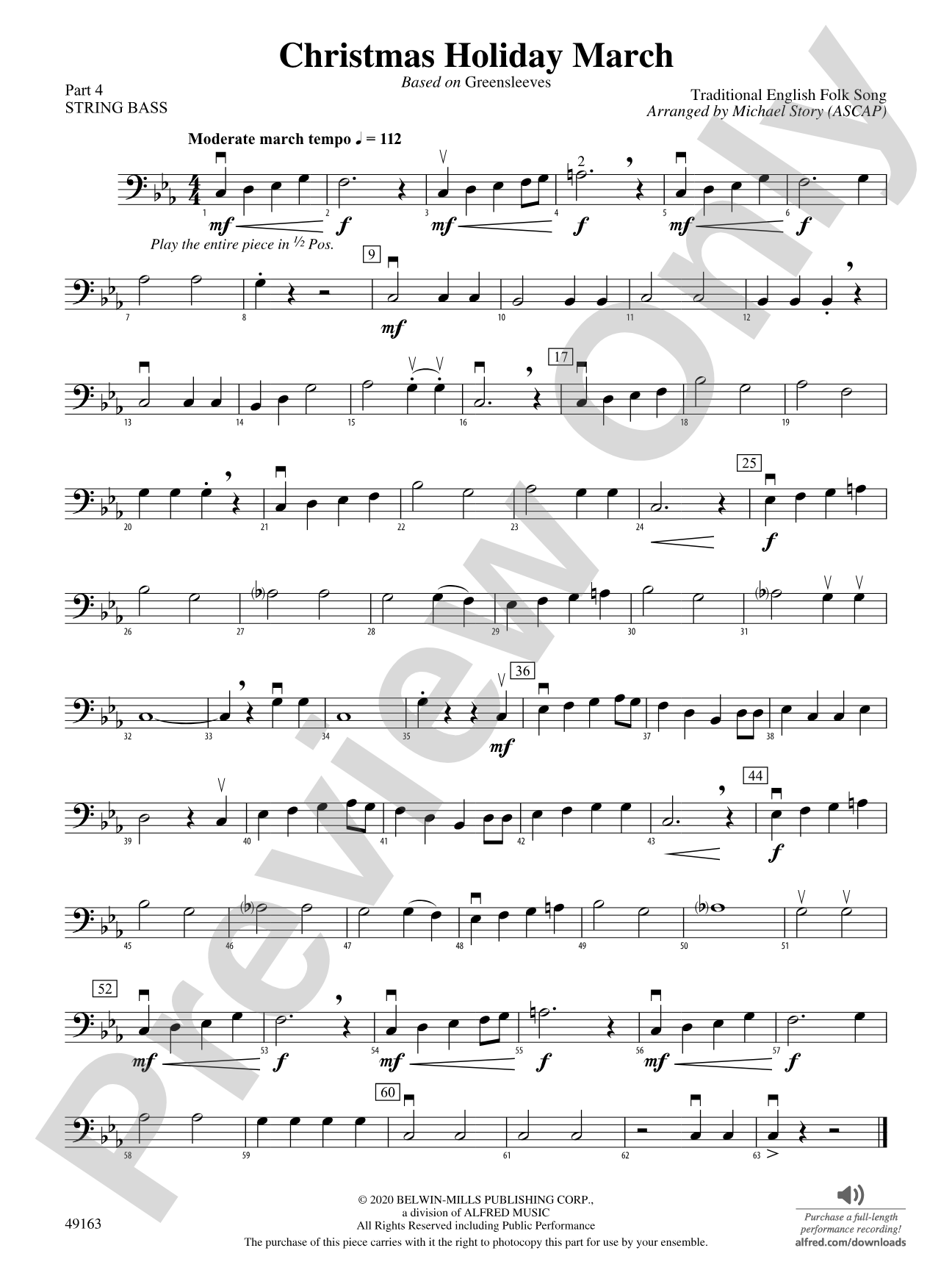 Christmas Holiday March: Part 4 - String Bass
