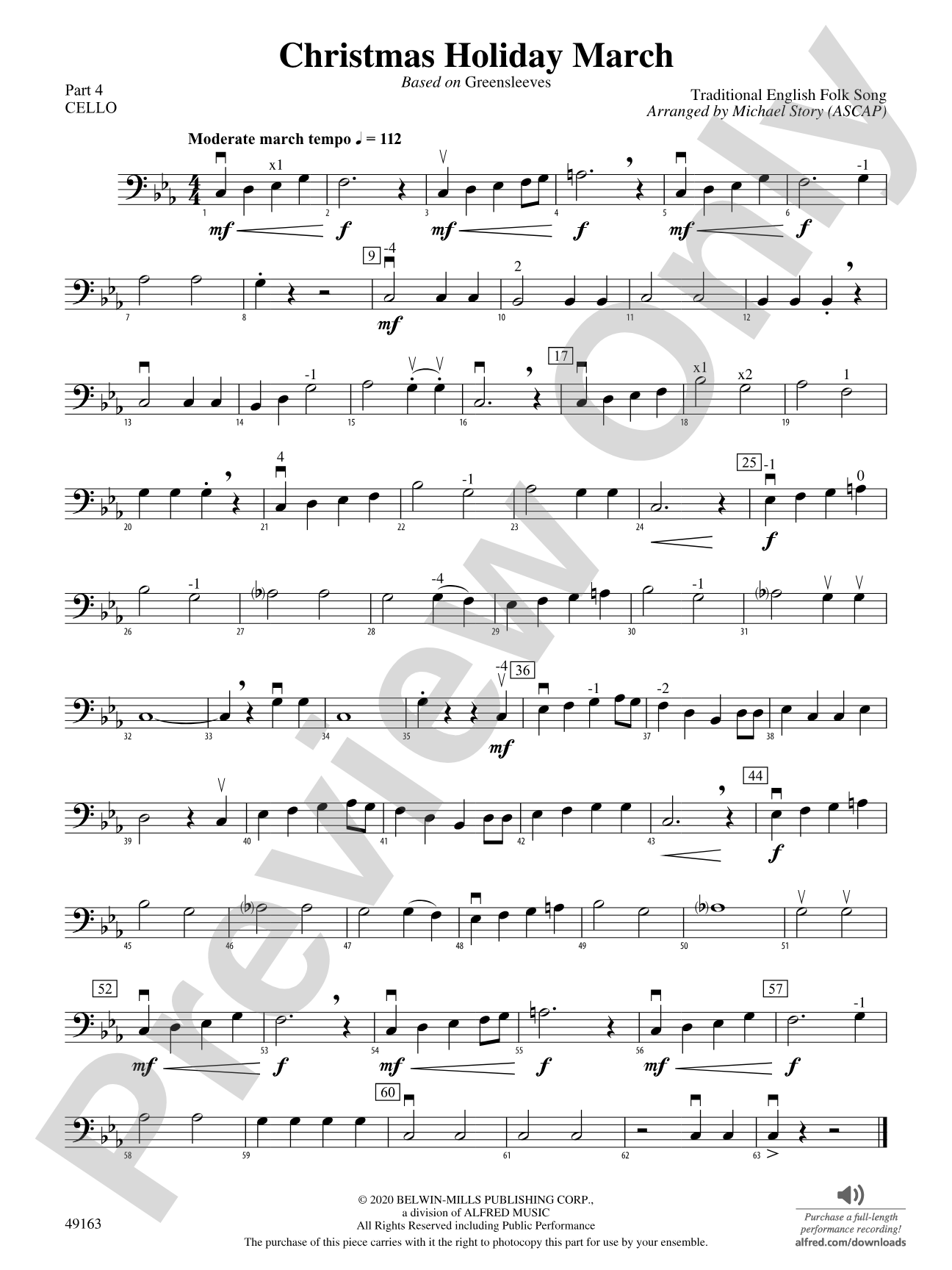 Christmas Holiday March: Part 4 - Cello