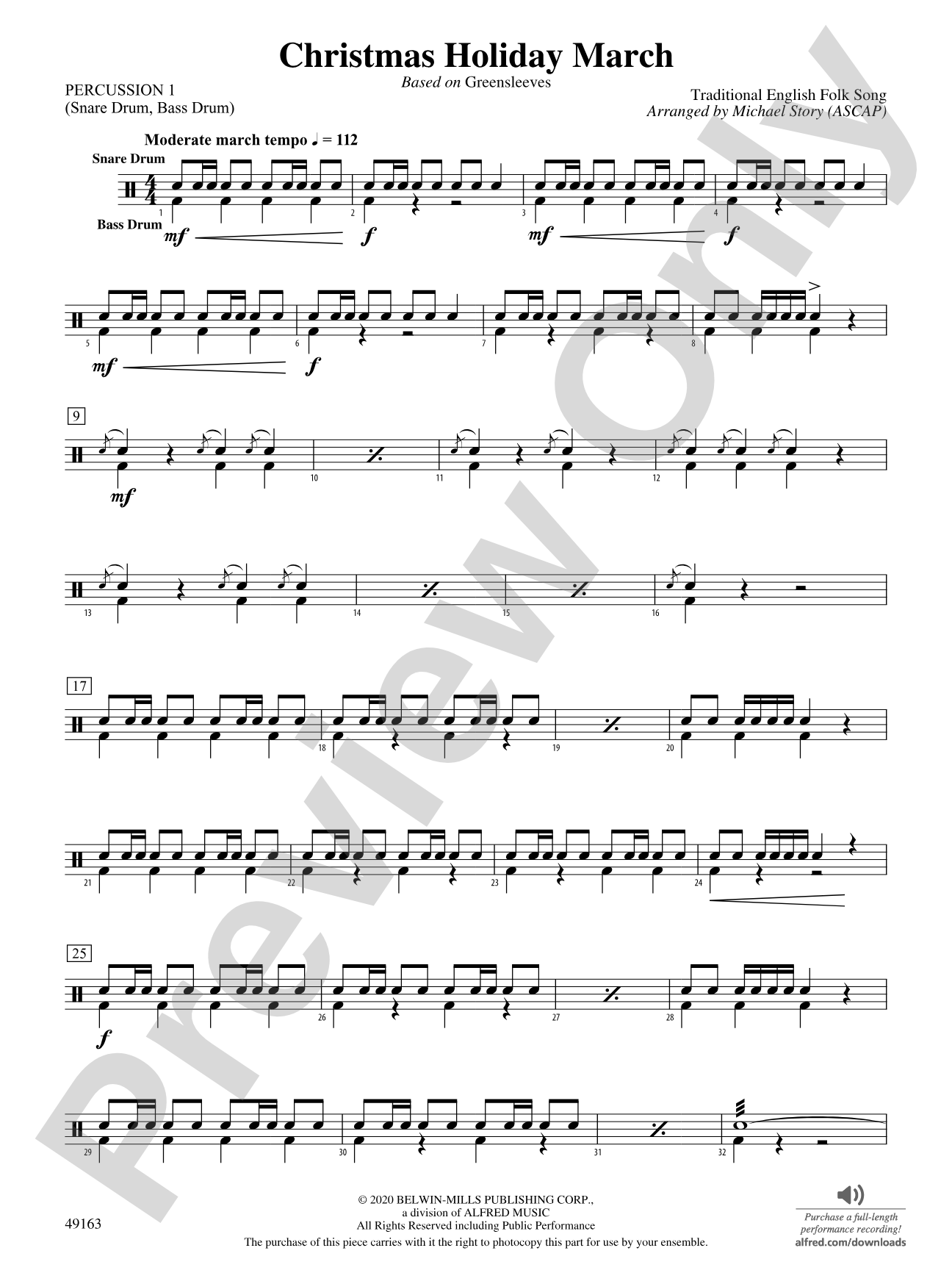 Christmas Holiday March: 1st Percussion
