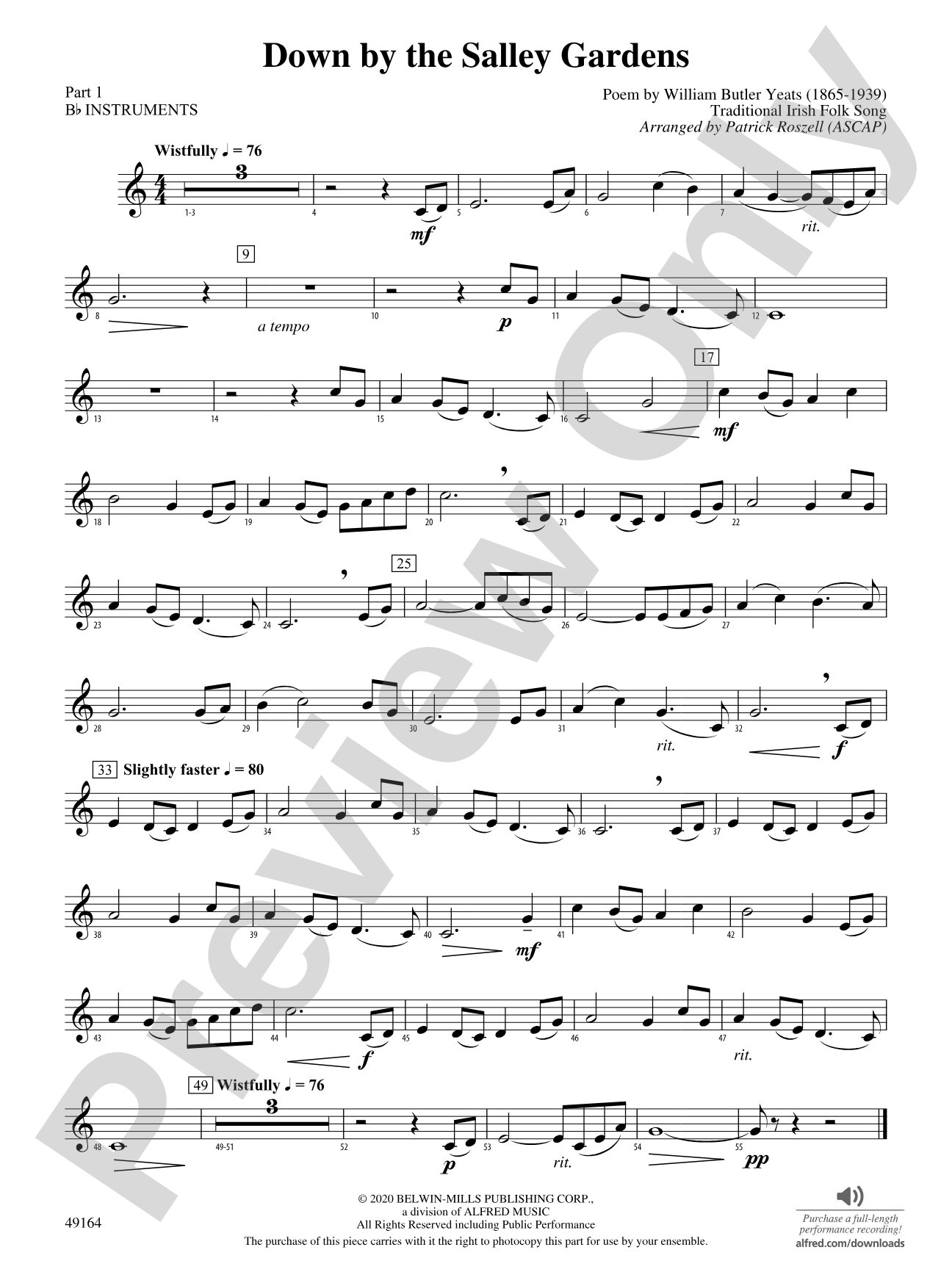 Down by the Salley Gardens: Part 1 - B-flat Instruments