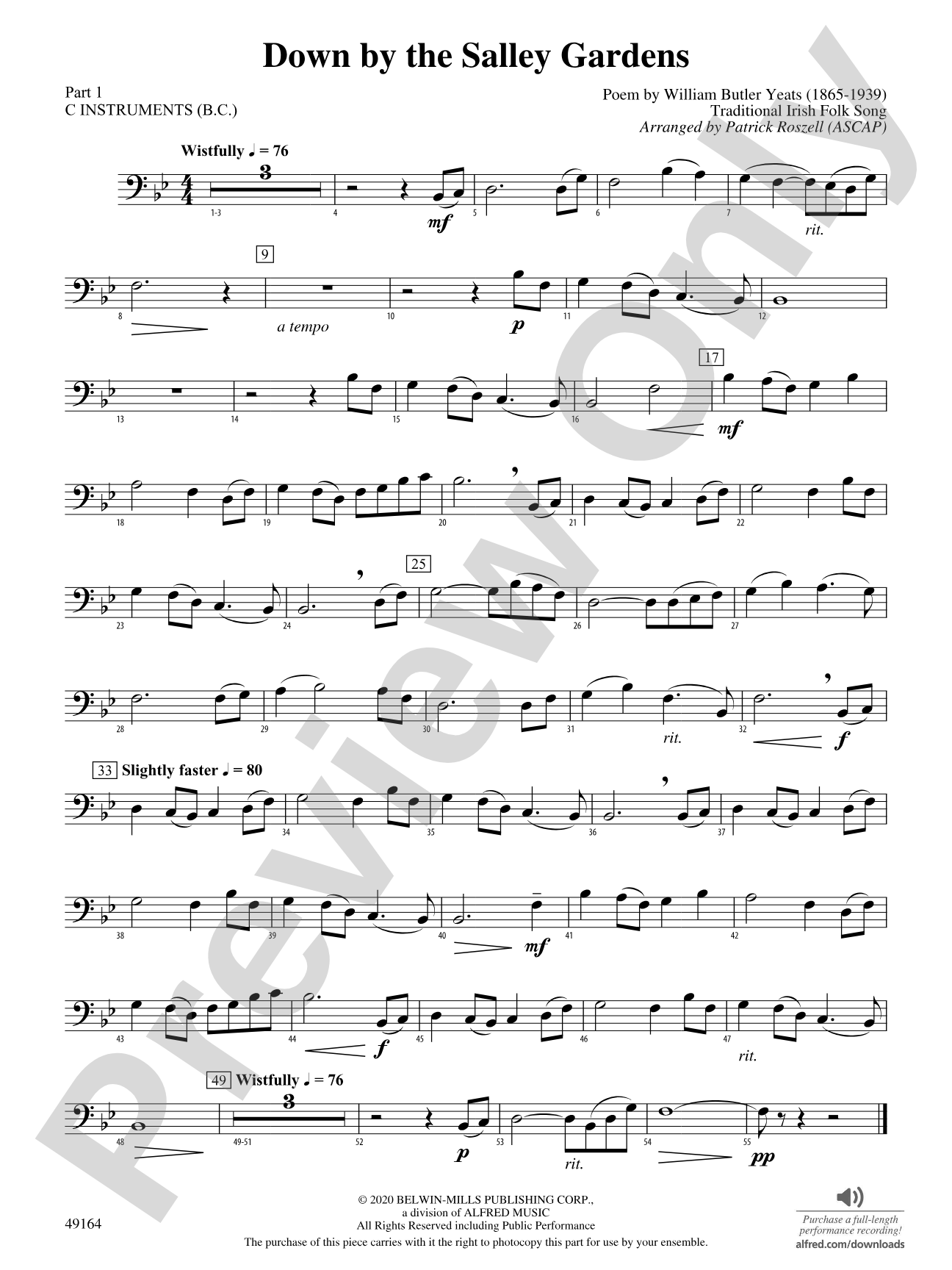 Down by the Salley Gardens: Part 1 - C Instruments (B.C.)