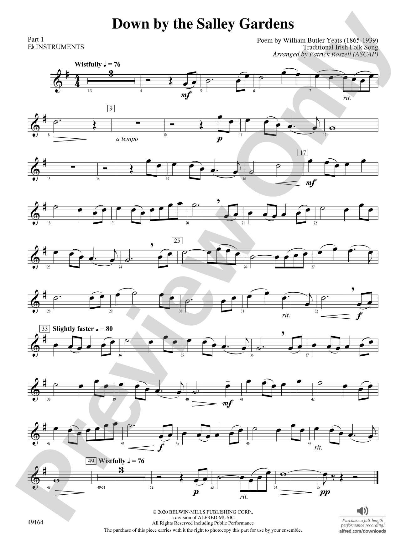 Down by the Salley Gardens: Part 1 - E-flat Instruments