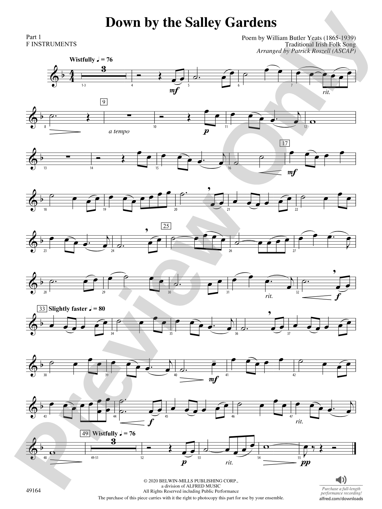 Down by the Salley Gardens: Part 1 - F Instruments