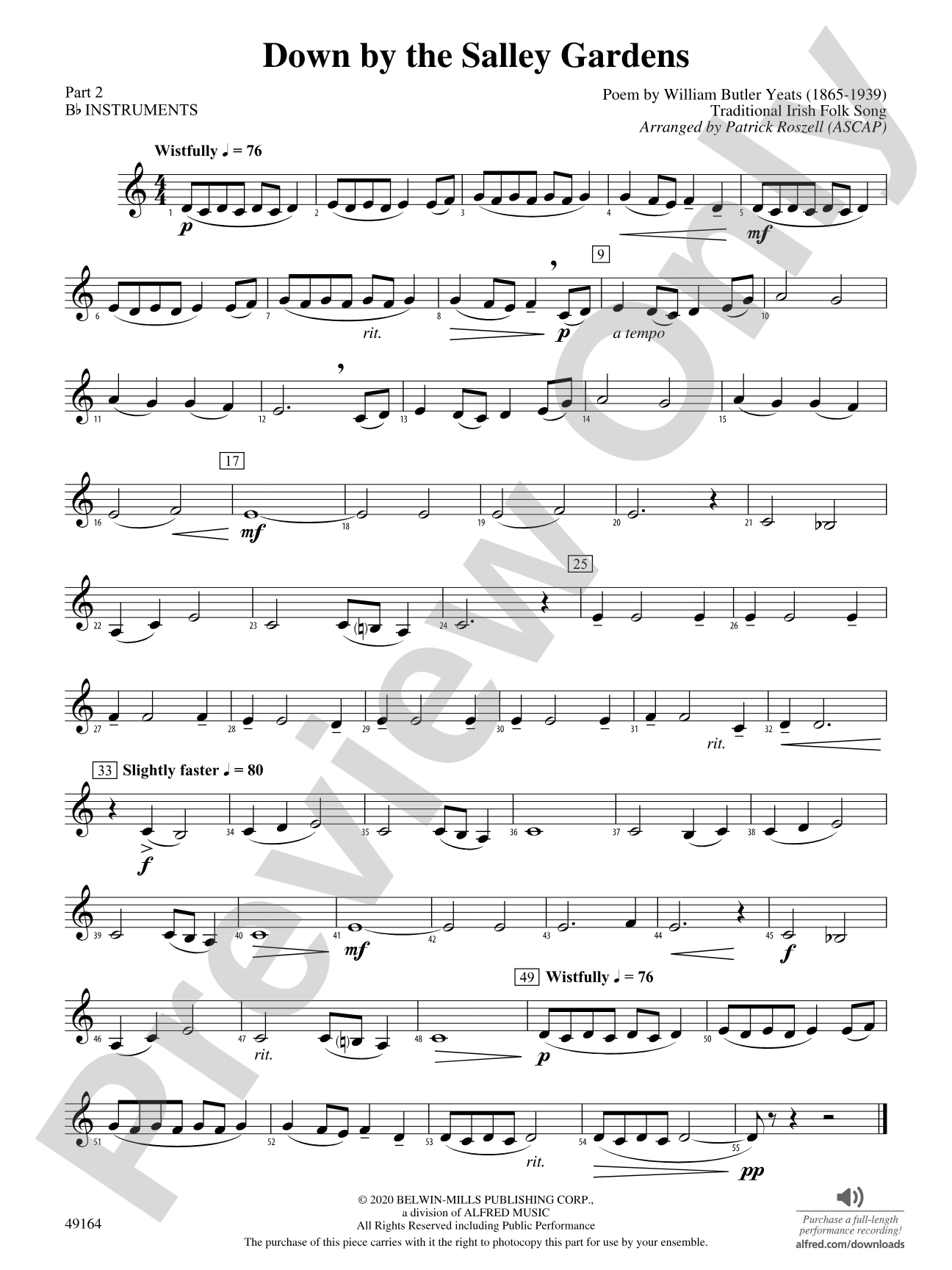 Down by the Salley Gardens: Part 2 - B-flat Instruments