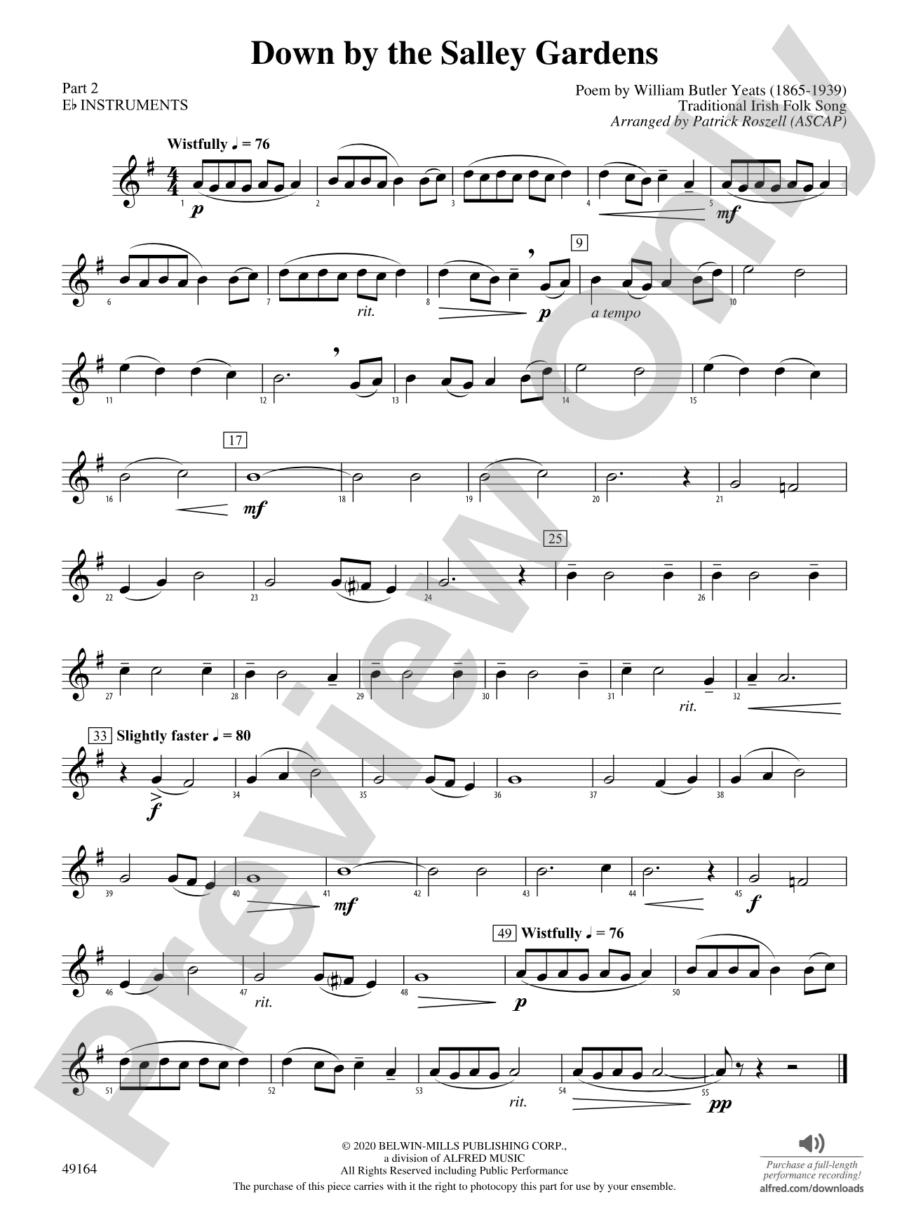 Down by the Salley Gardens: Part 2 - E-flat Instruments