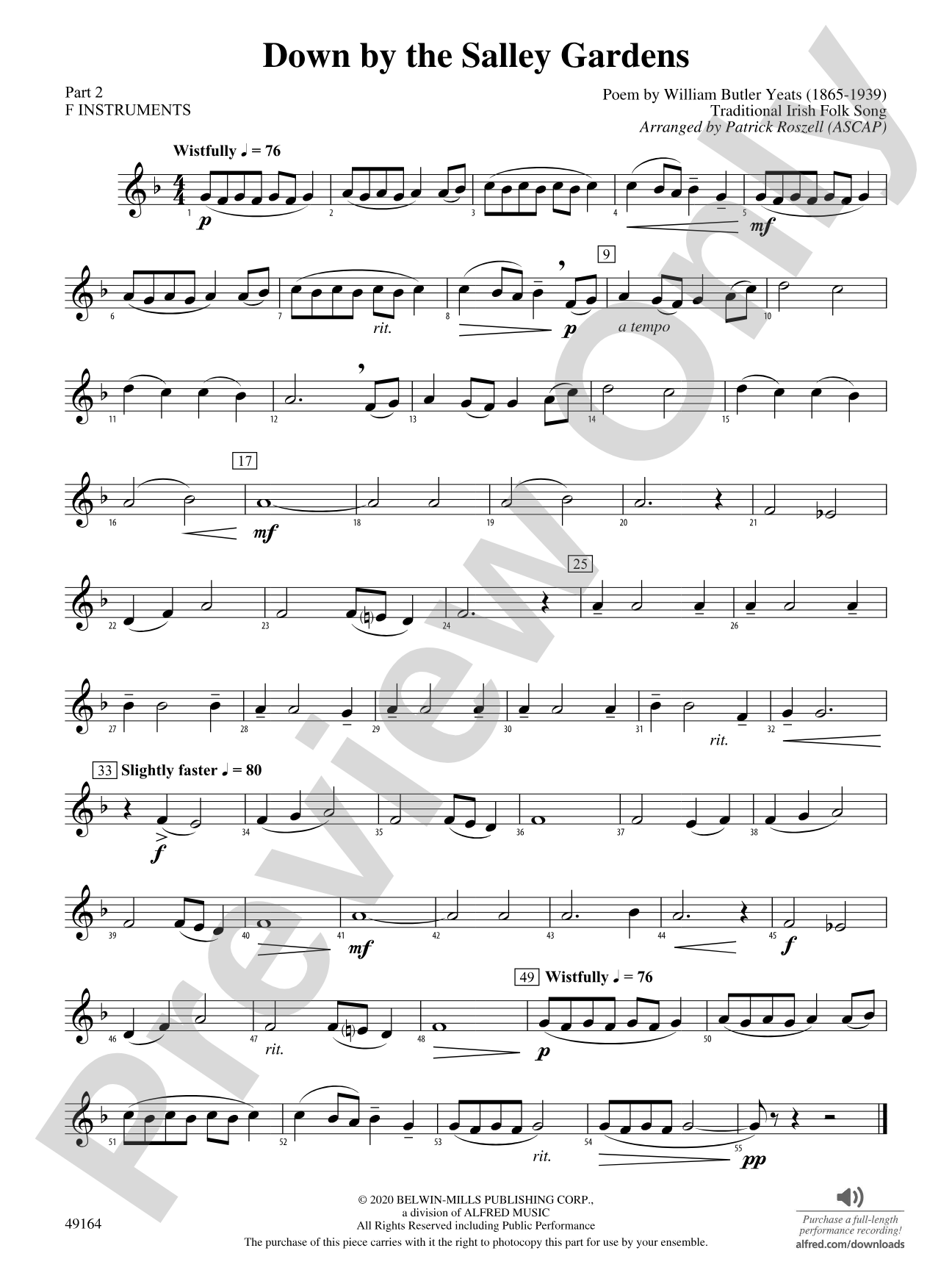 Down by the Salley Gardens: Part 2 - F Instruments