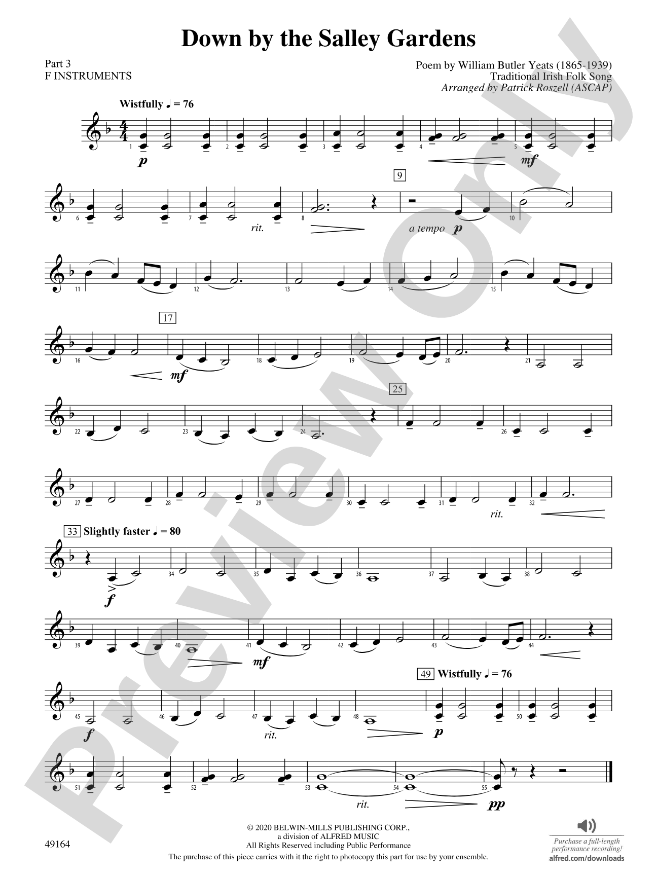 Down by the Salley Gardens: Part 3 - F Instruments