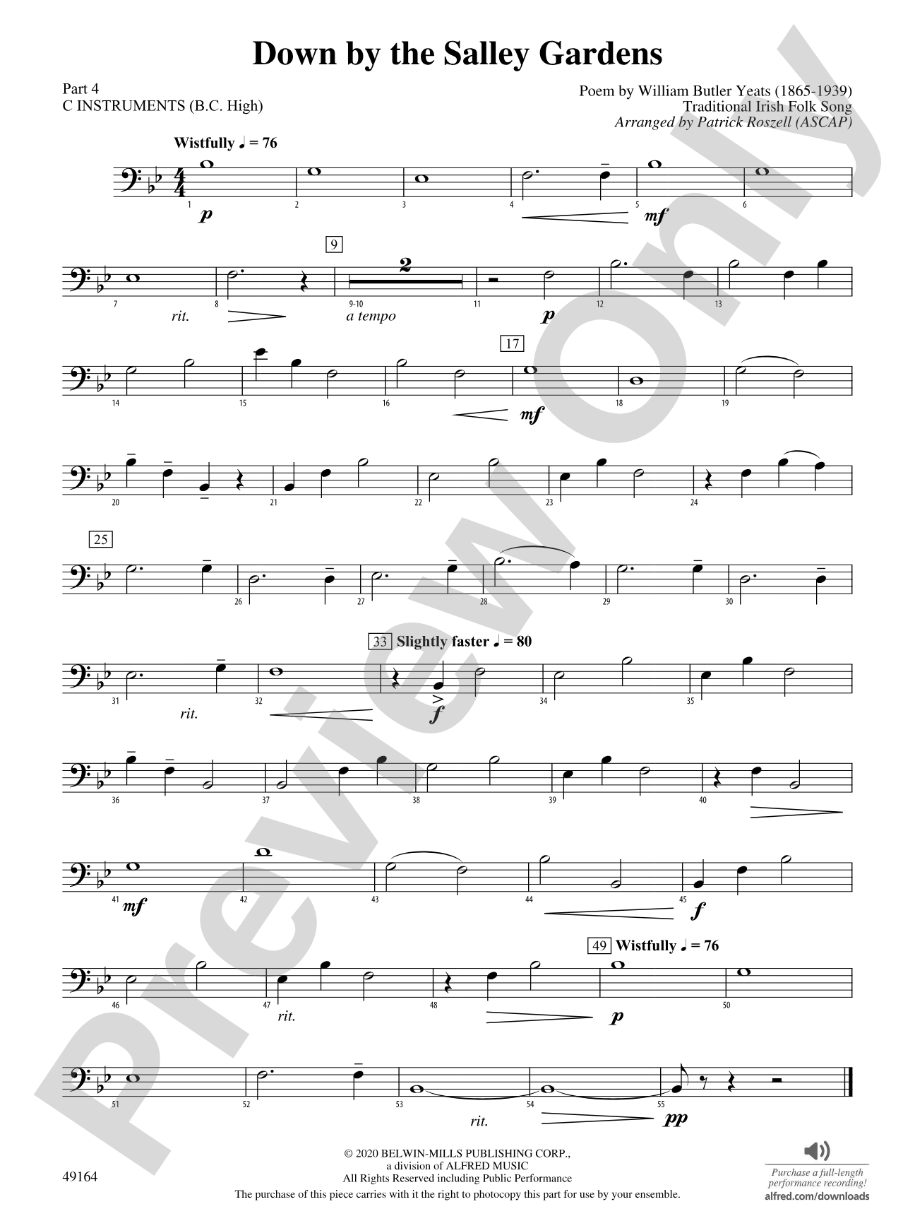 Down by the Salley Gardens: Part 4 - C Instruments (B.C. High)