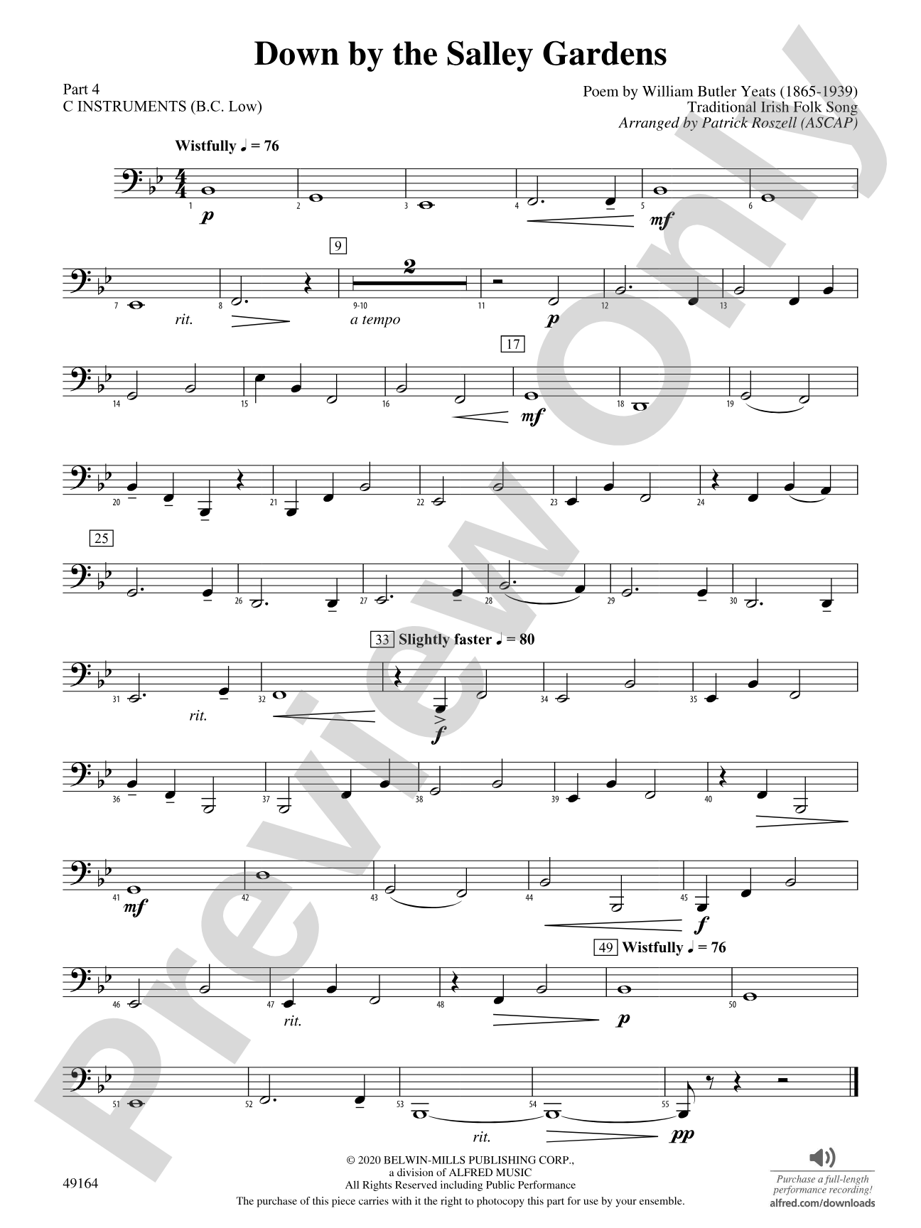 Down by the Salley Gardens: Part 4 - C Instruments (B.C. Low)