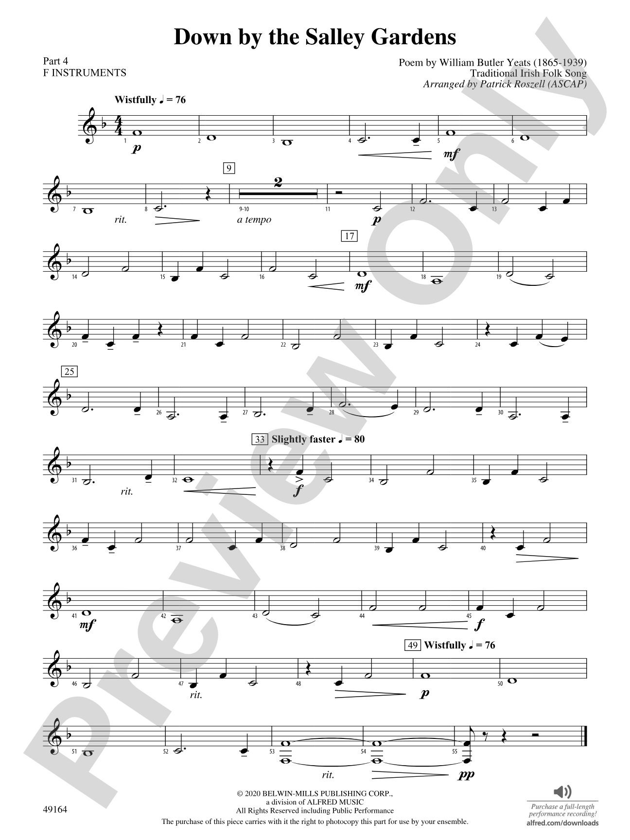 Down by the Salley Gardens: Part 4 - F Instruments