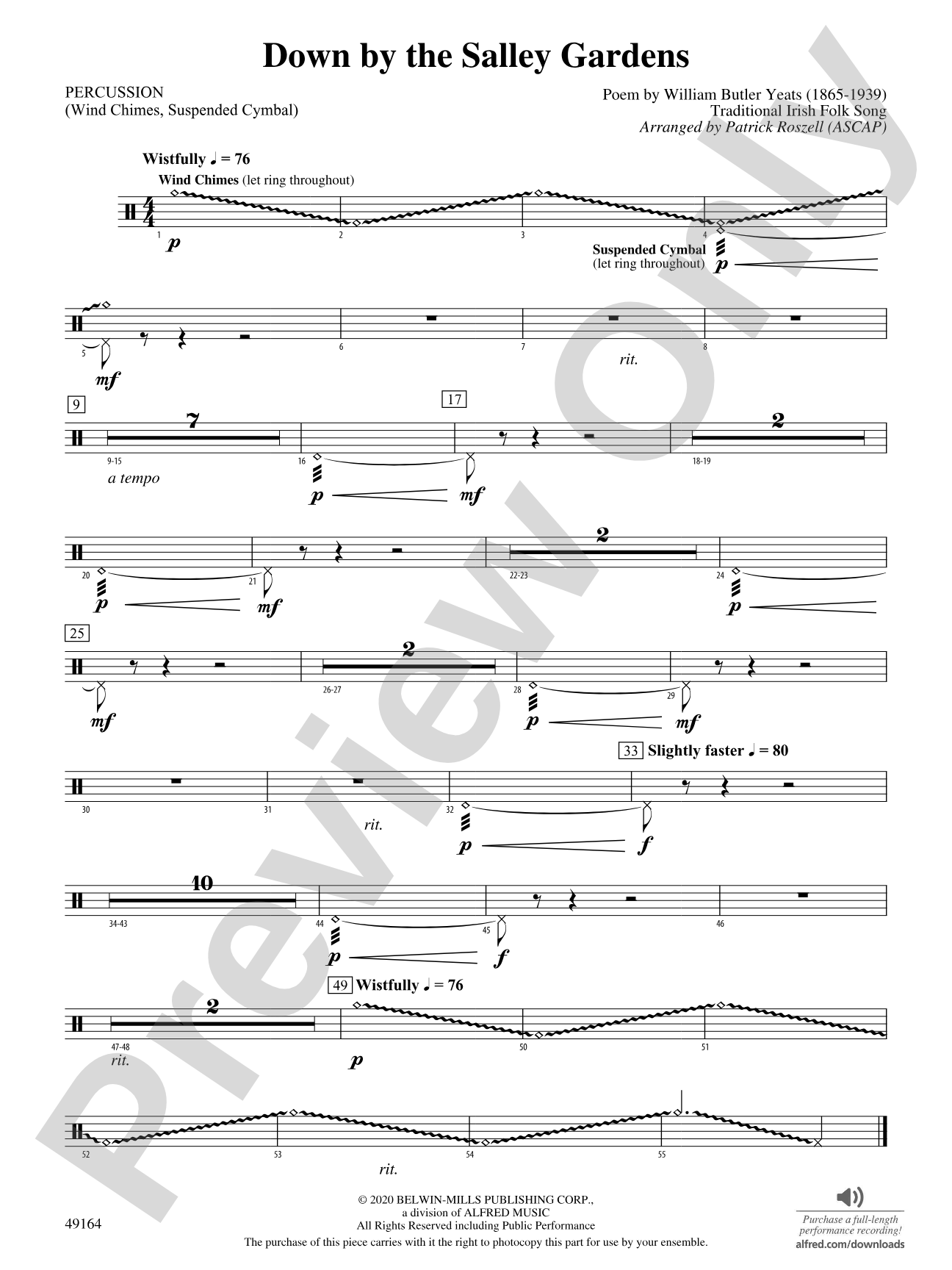 Down by the Salley Gardens: 1st Percussion