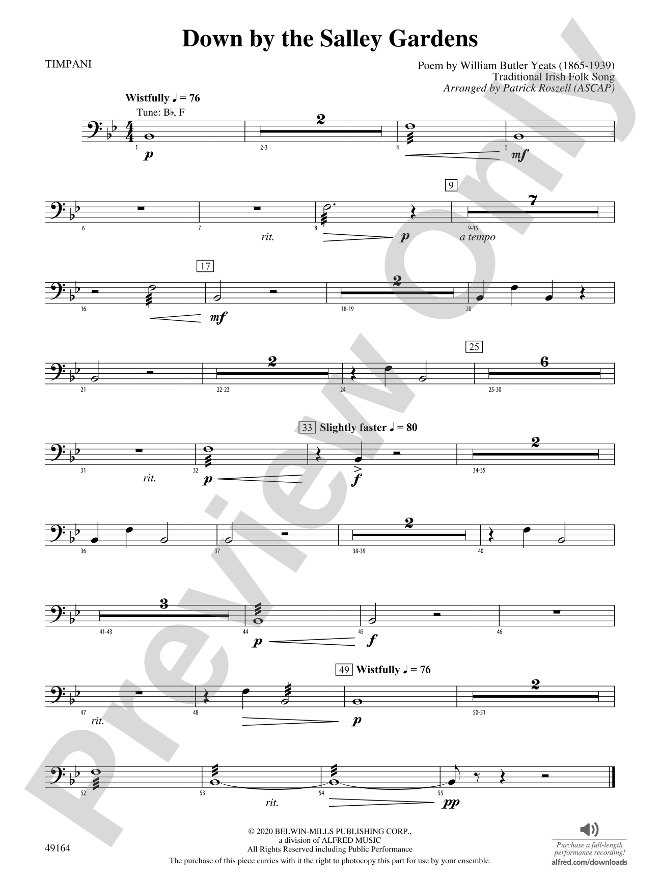 Down by the Salley Gardens: Timpani