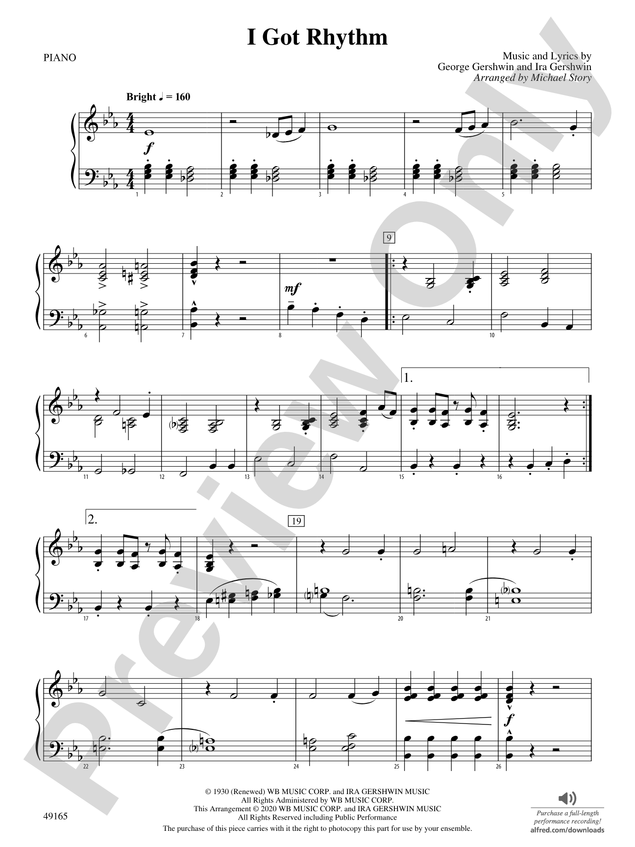 I Got Rhythm: Piano Accompaniment