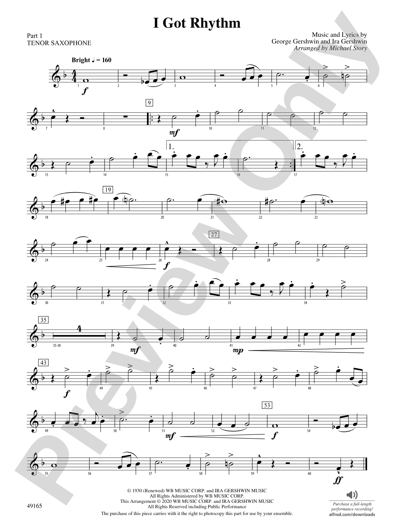 I Got Rhythm: Part 1 - Tenor Saxophone