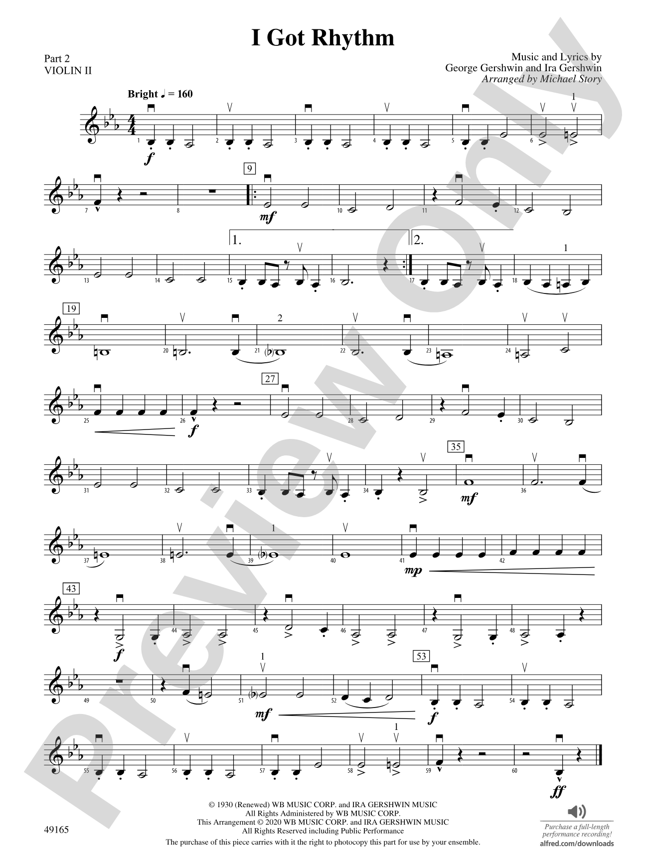 I Got Rhythm: Part 2 - Violin I