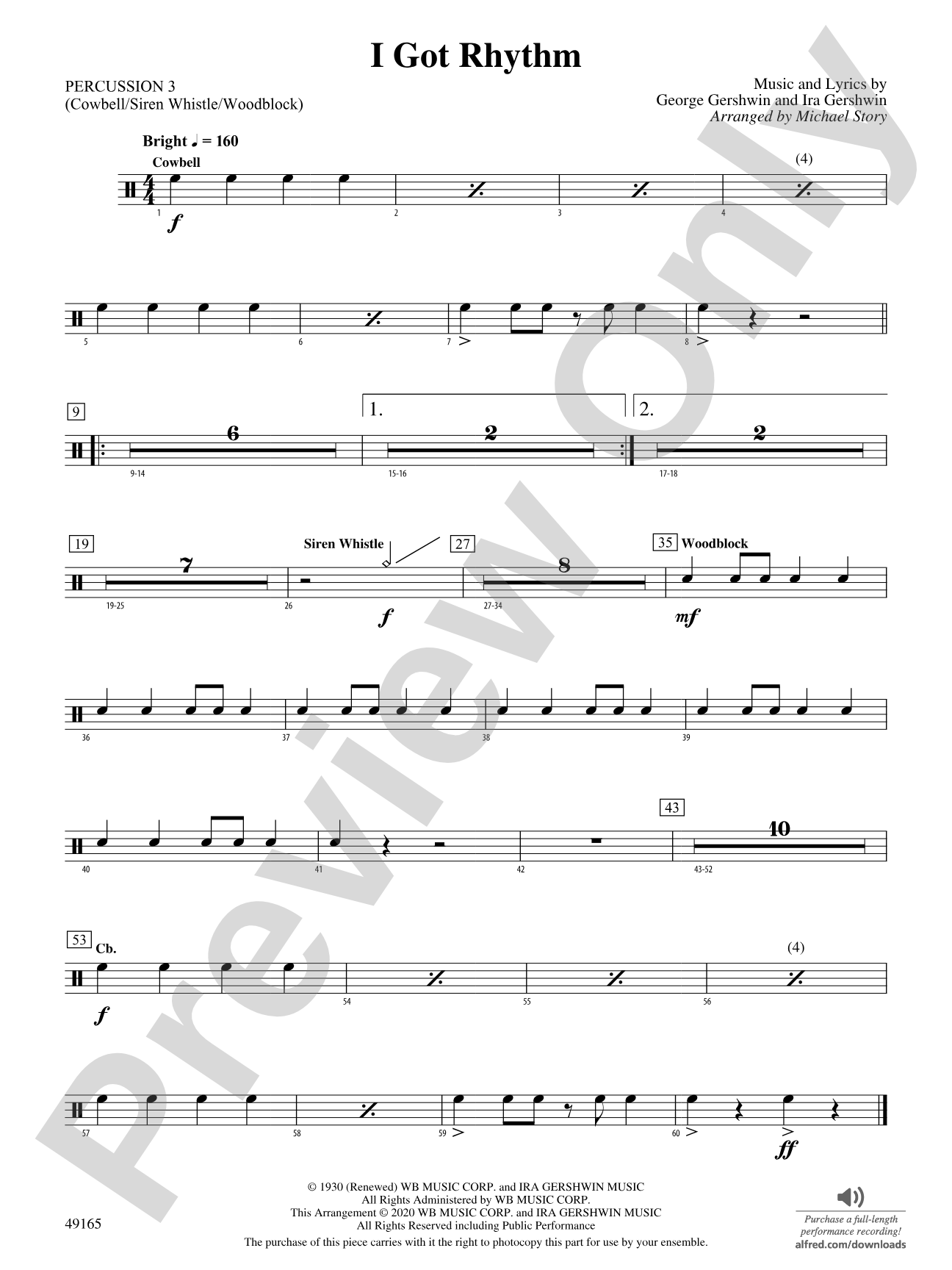 I Got Rhythm: 3rd Percussion