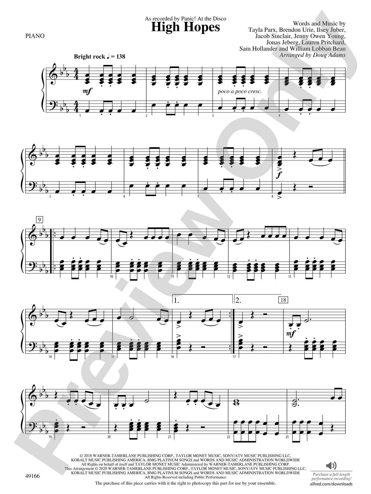 High Hopes: Piano Accompaniment