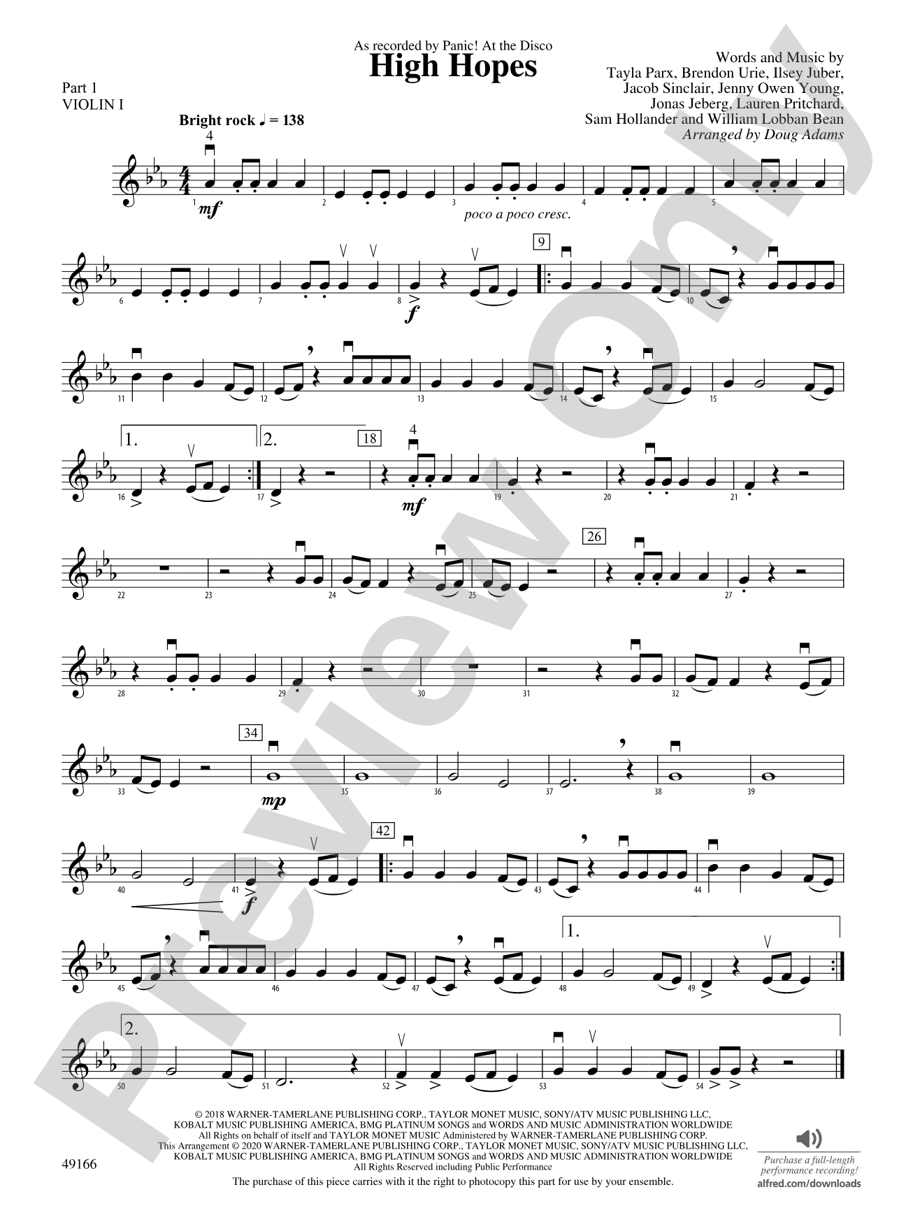 High Hopes: Part 1 - Violin I
