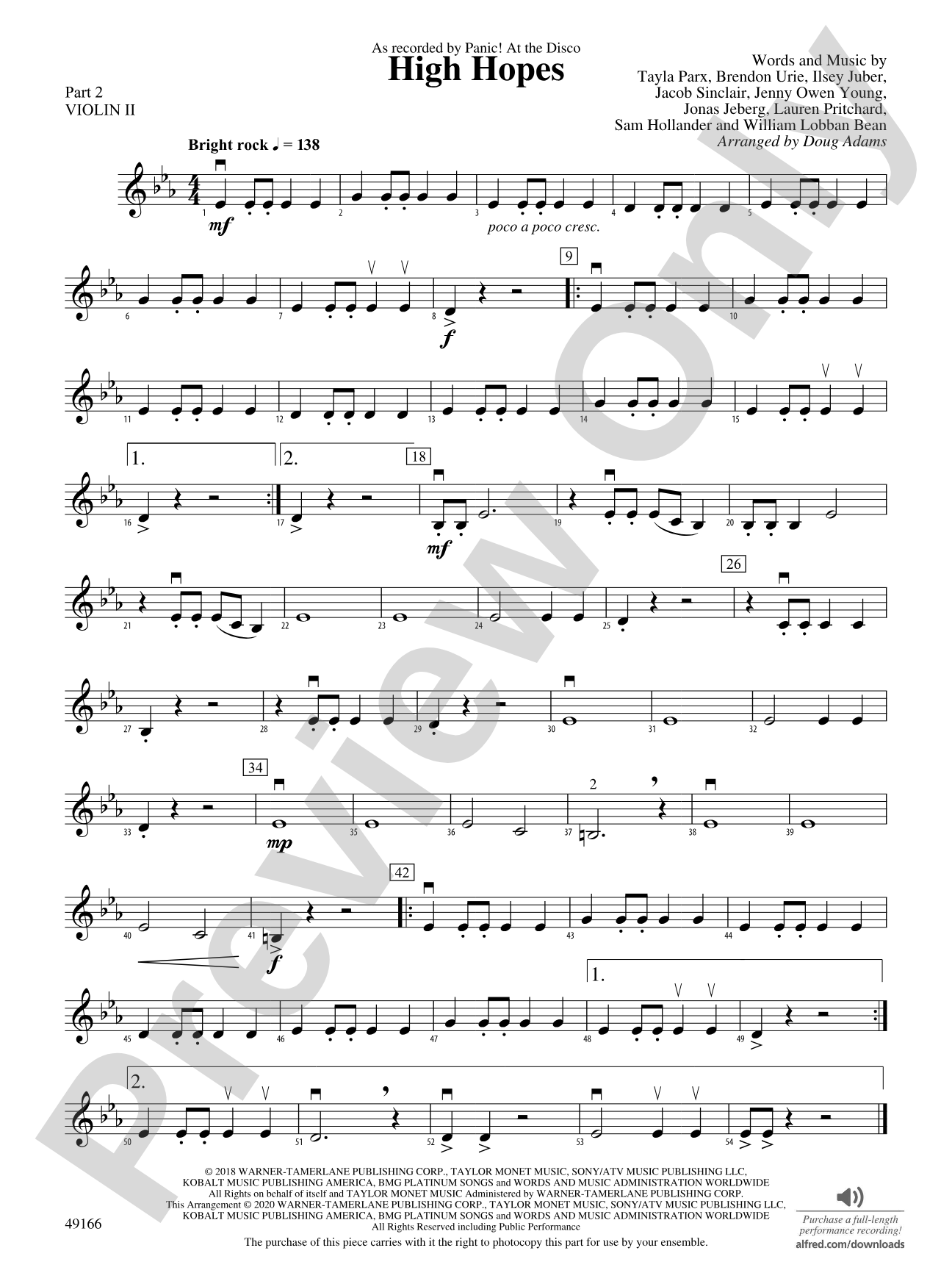 High Hopes: Part 2 - Violin I