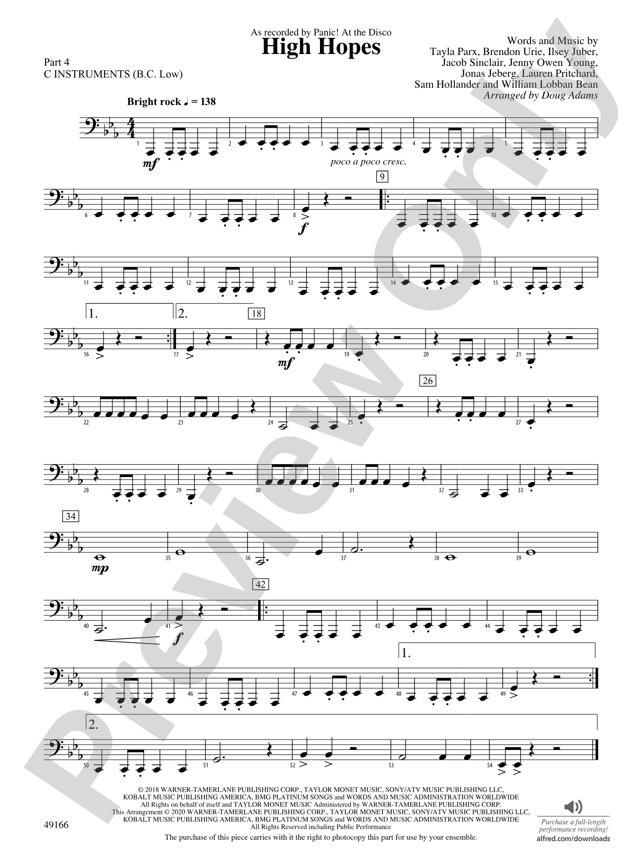 High Hopes: Part 4 - C Instruments (B.C. Low)