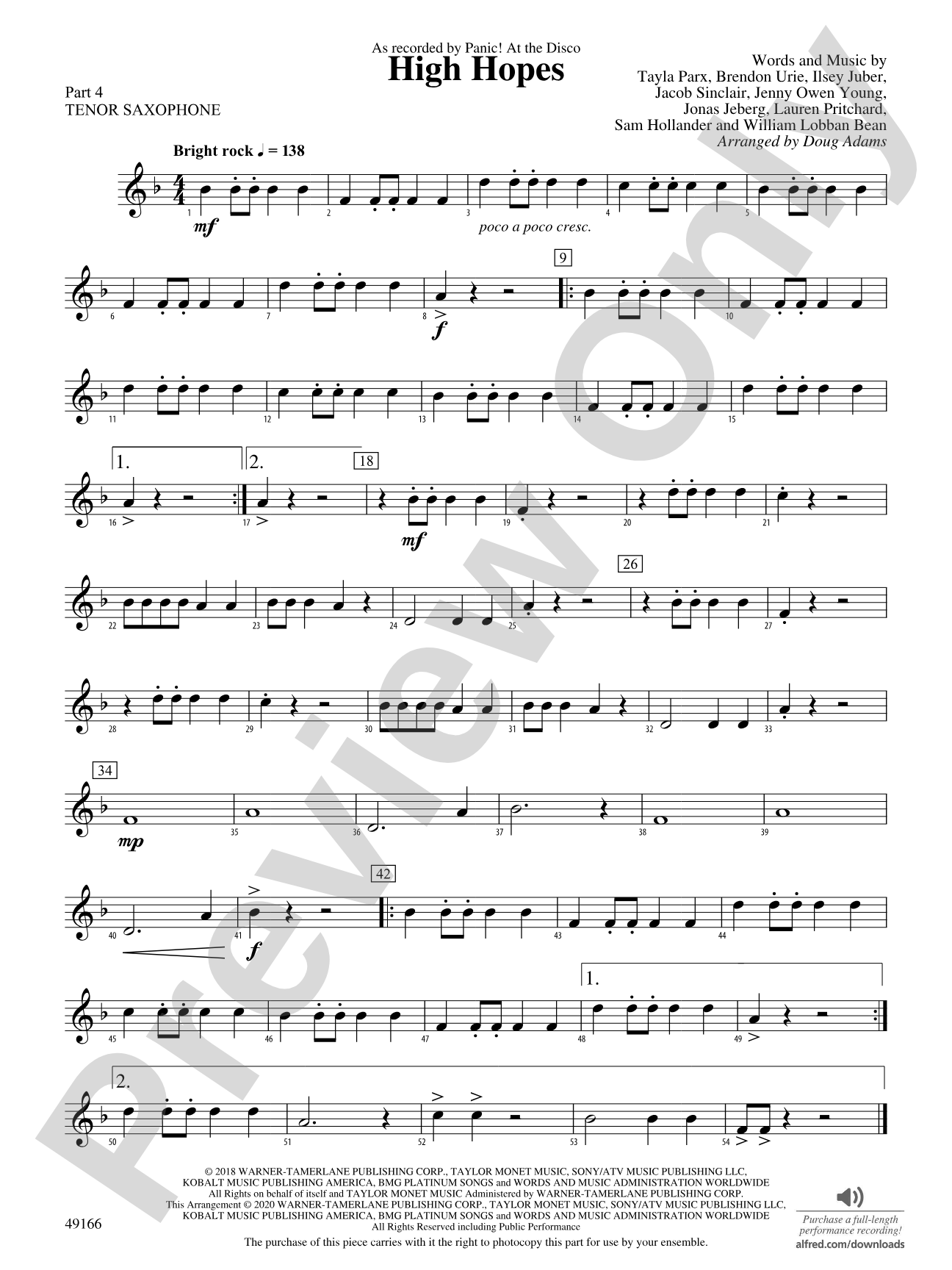 High Hopes: Part 4 - Tenor Saxophone