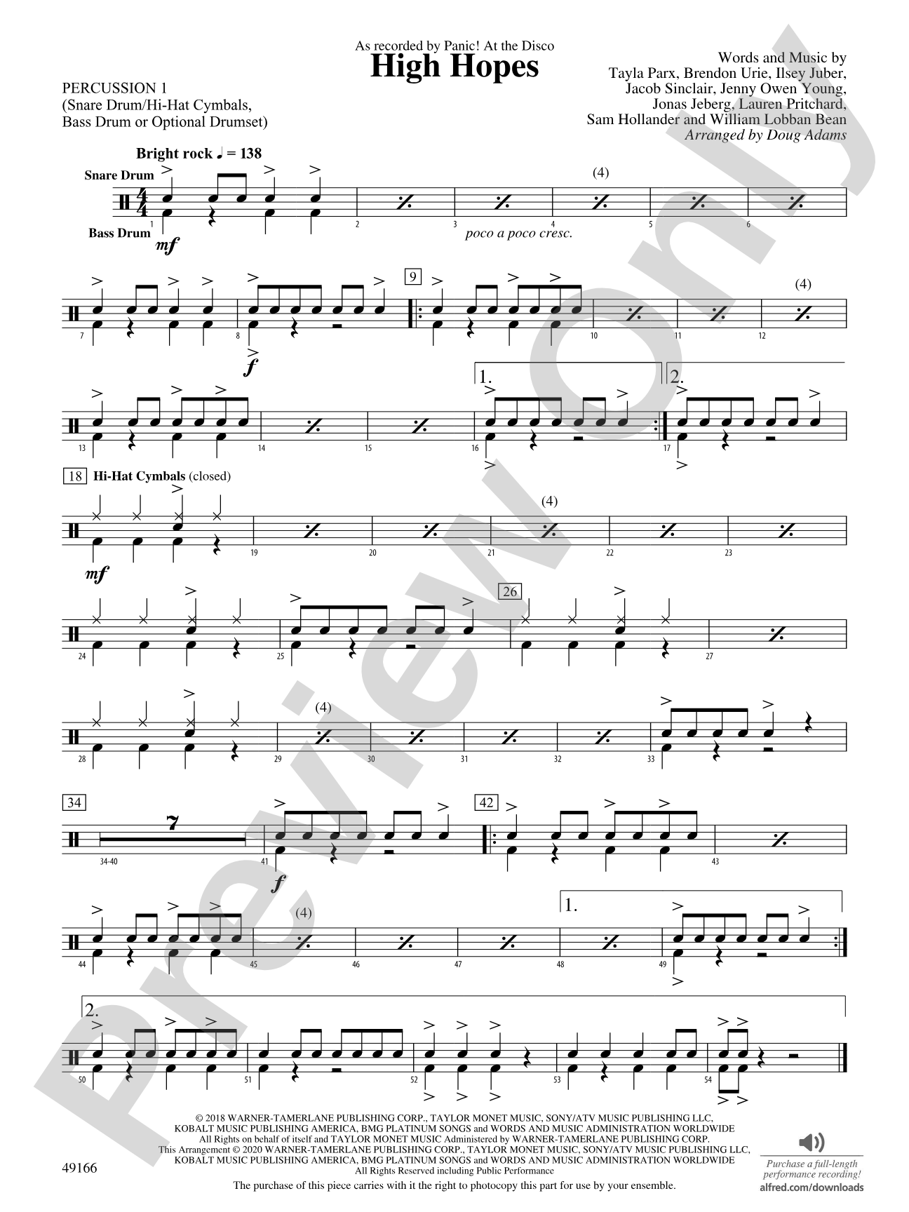 High Hopes: 1st Percussion