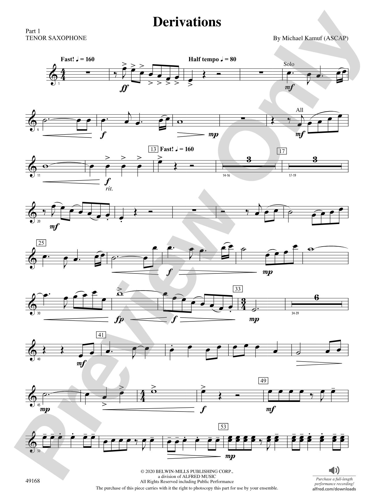 Derivations: Part 1 - Tenor Saxophone